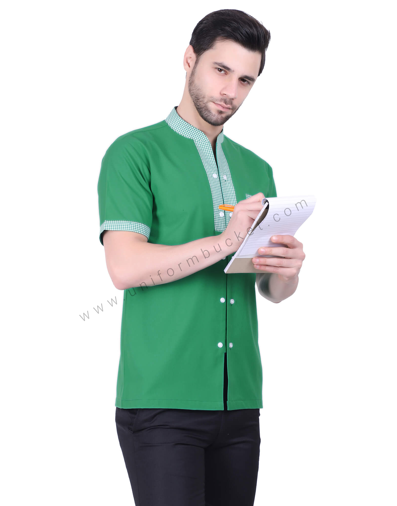 Green Shirt With Double Placket Button