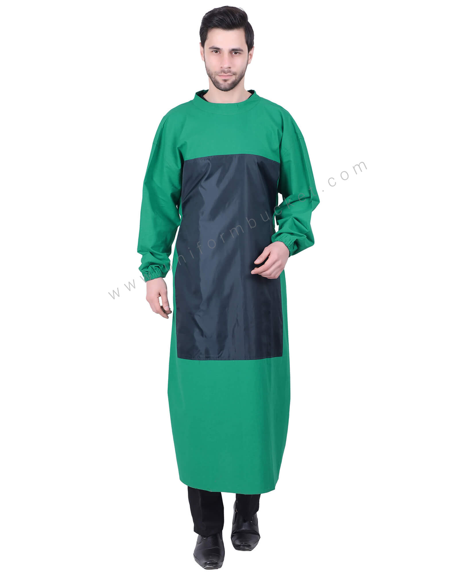 Green Surgical OT Uniform With Black Patch