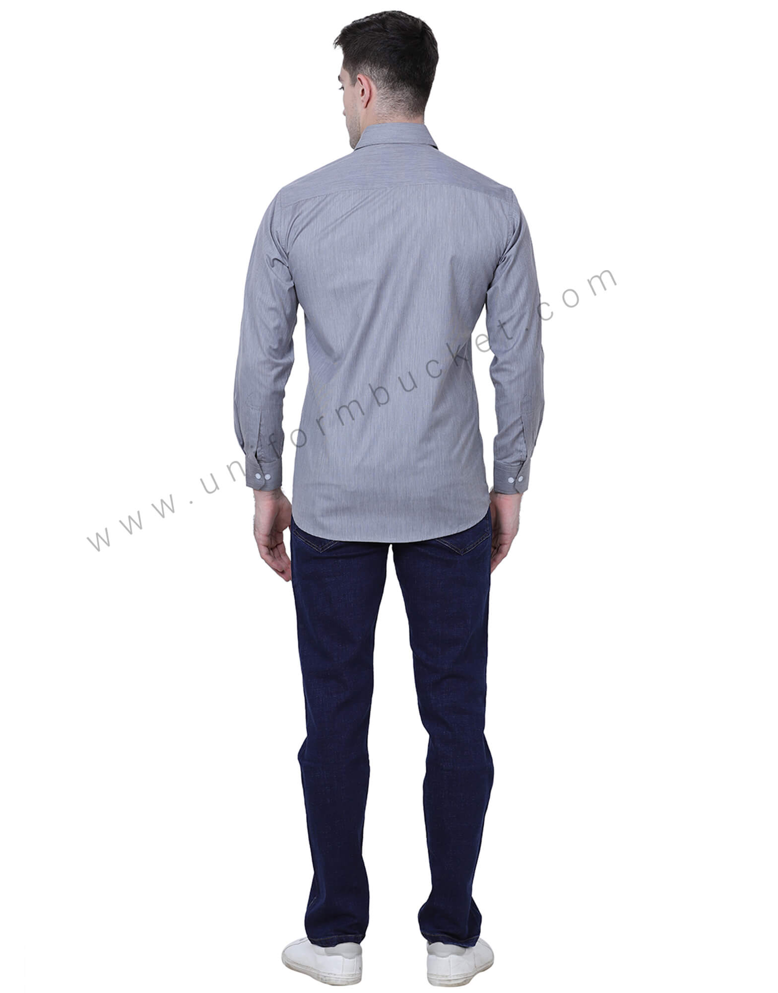 Grey Formal Shirt With Flap Pockets