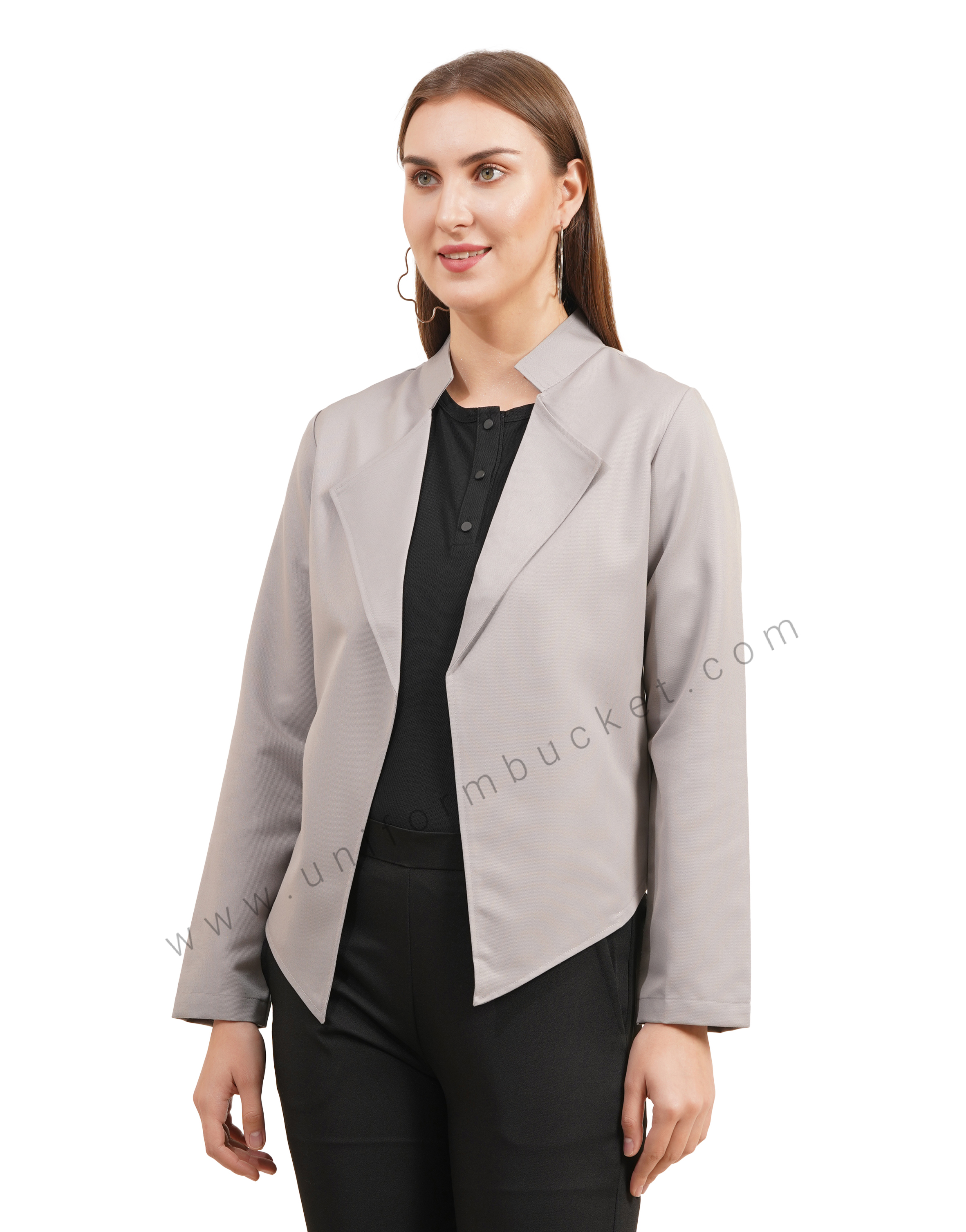 Grey Shawl Collar Workwear  Female Blazer
