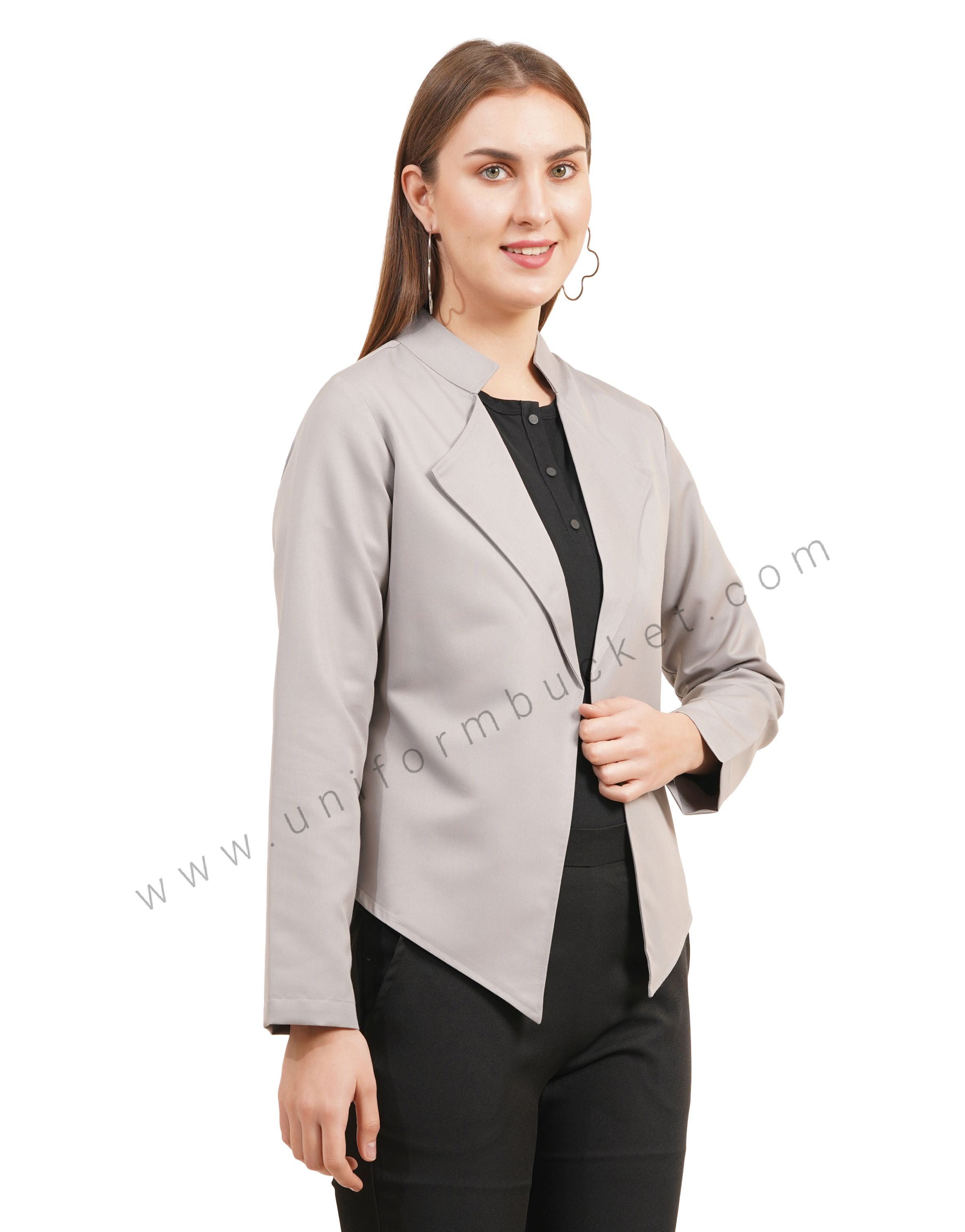Grey Shawl Collar Workwear  Female Blazer