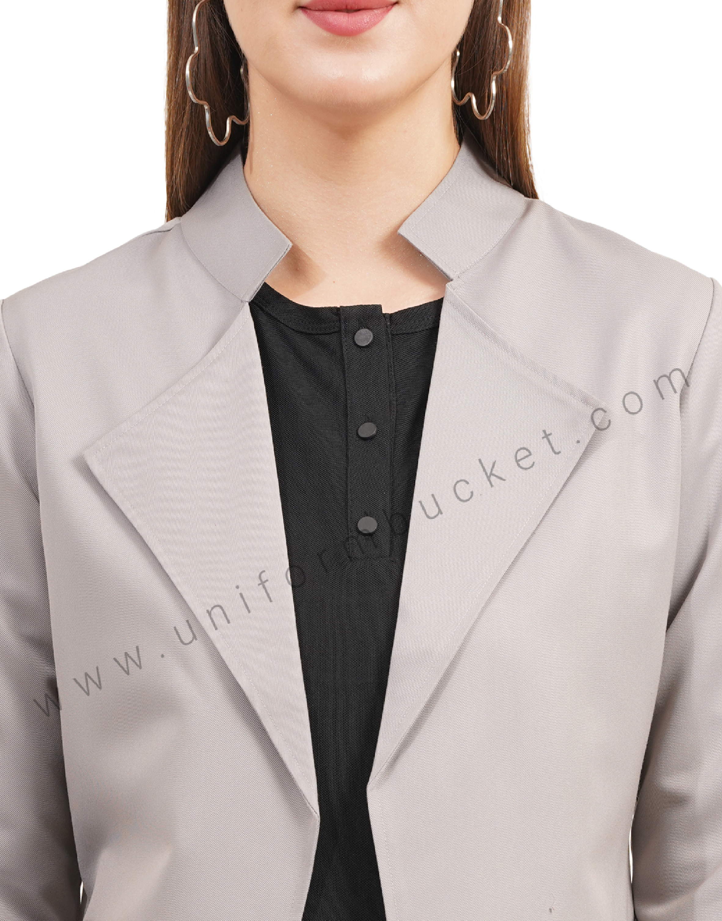 Grey Shawl Collar Workwear  Female Blazer
