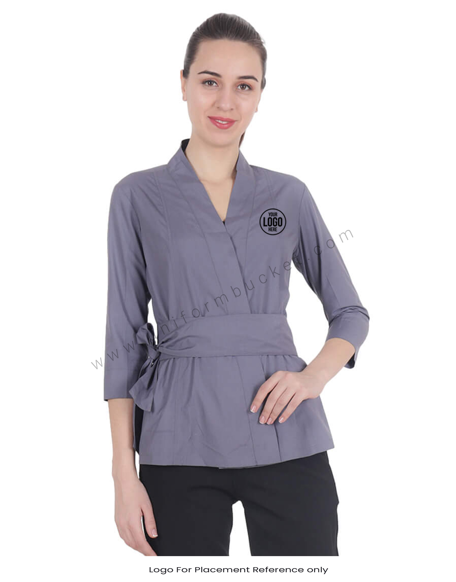 Grey Crossover Top With Belt