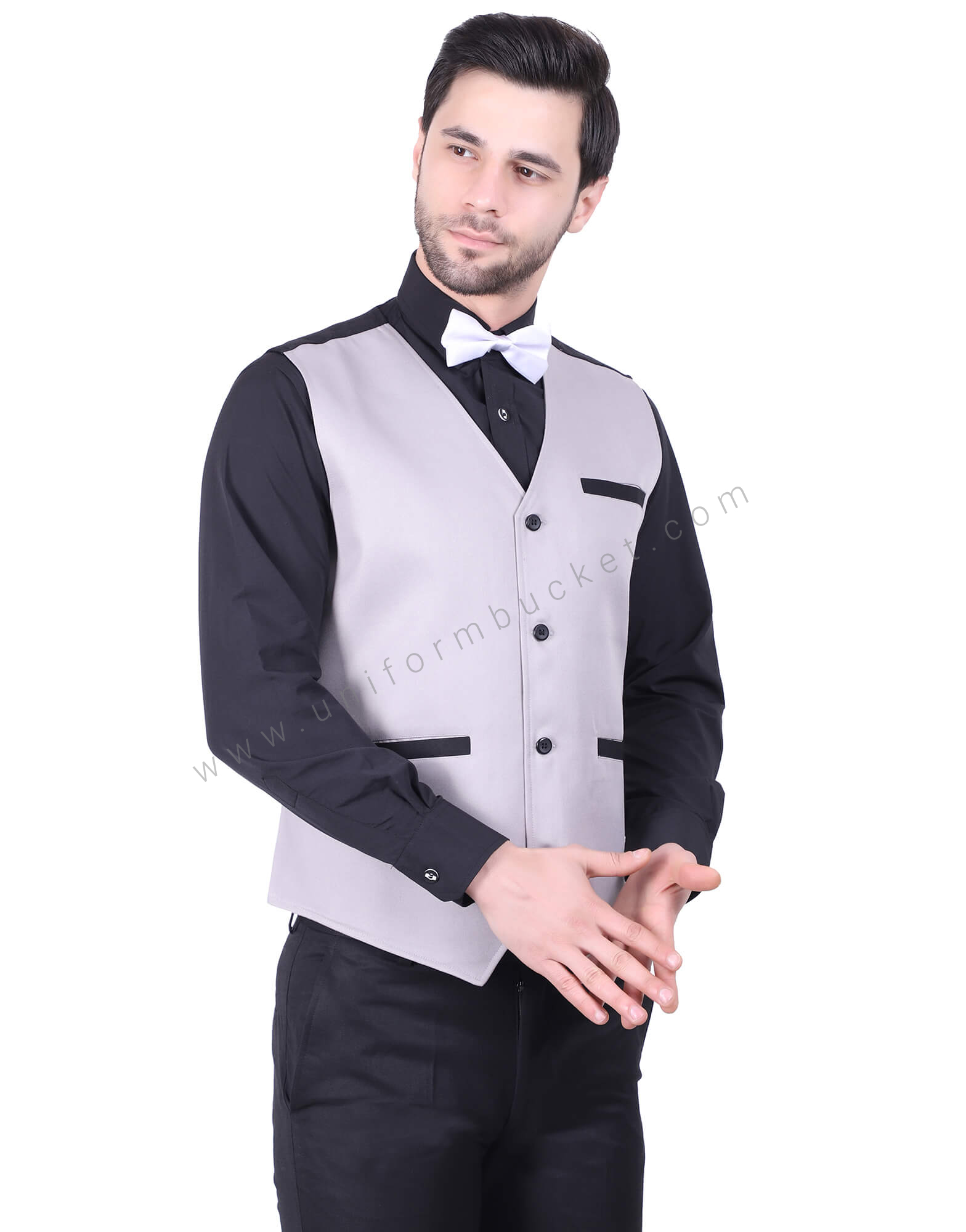 Grey waistcoat black shirt deals