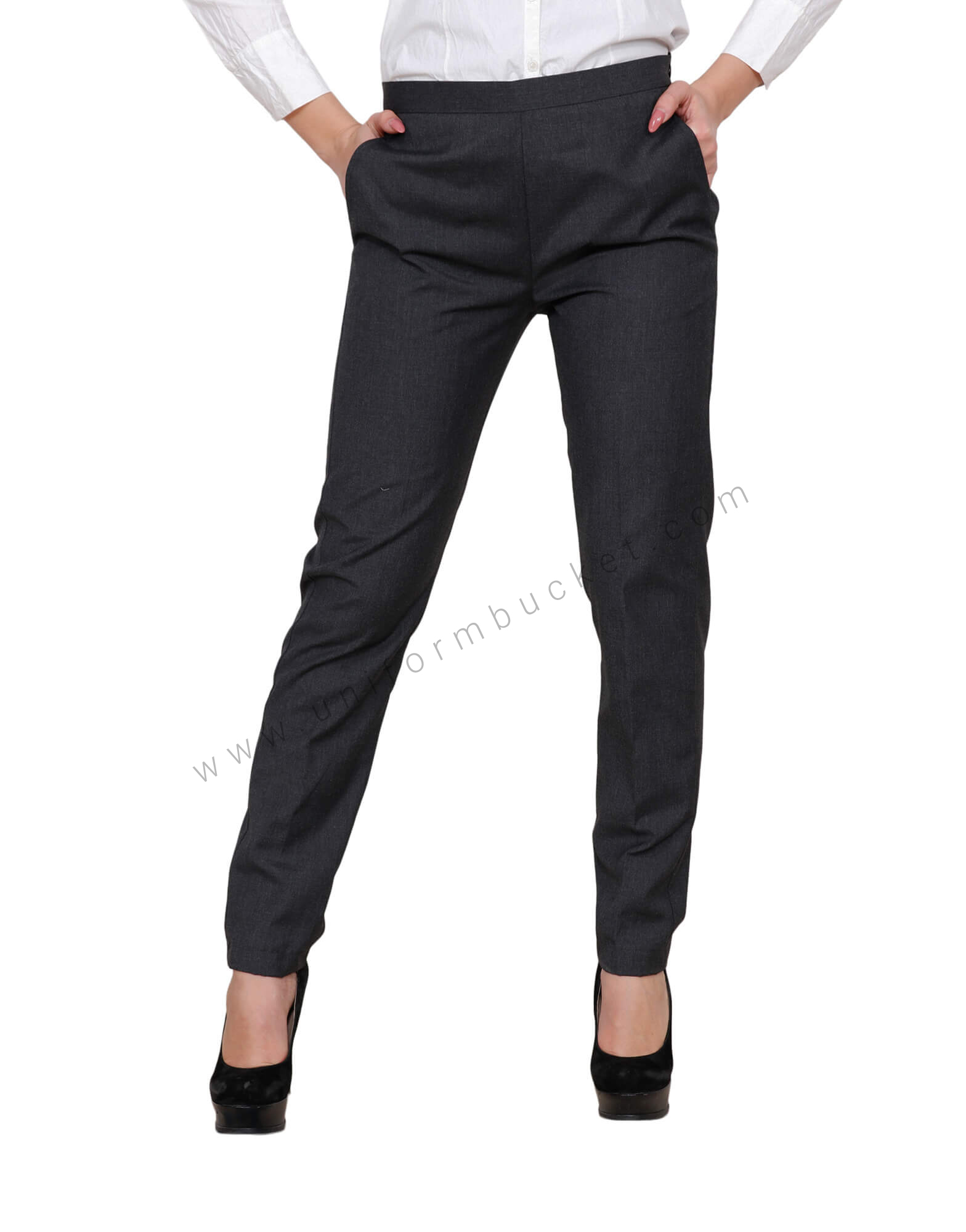 Buy Black Worsted Trouser with Back Elastic For Women Online @ Best ...