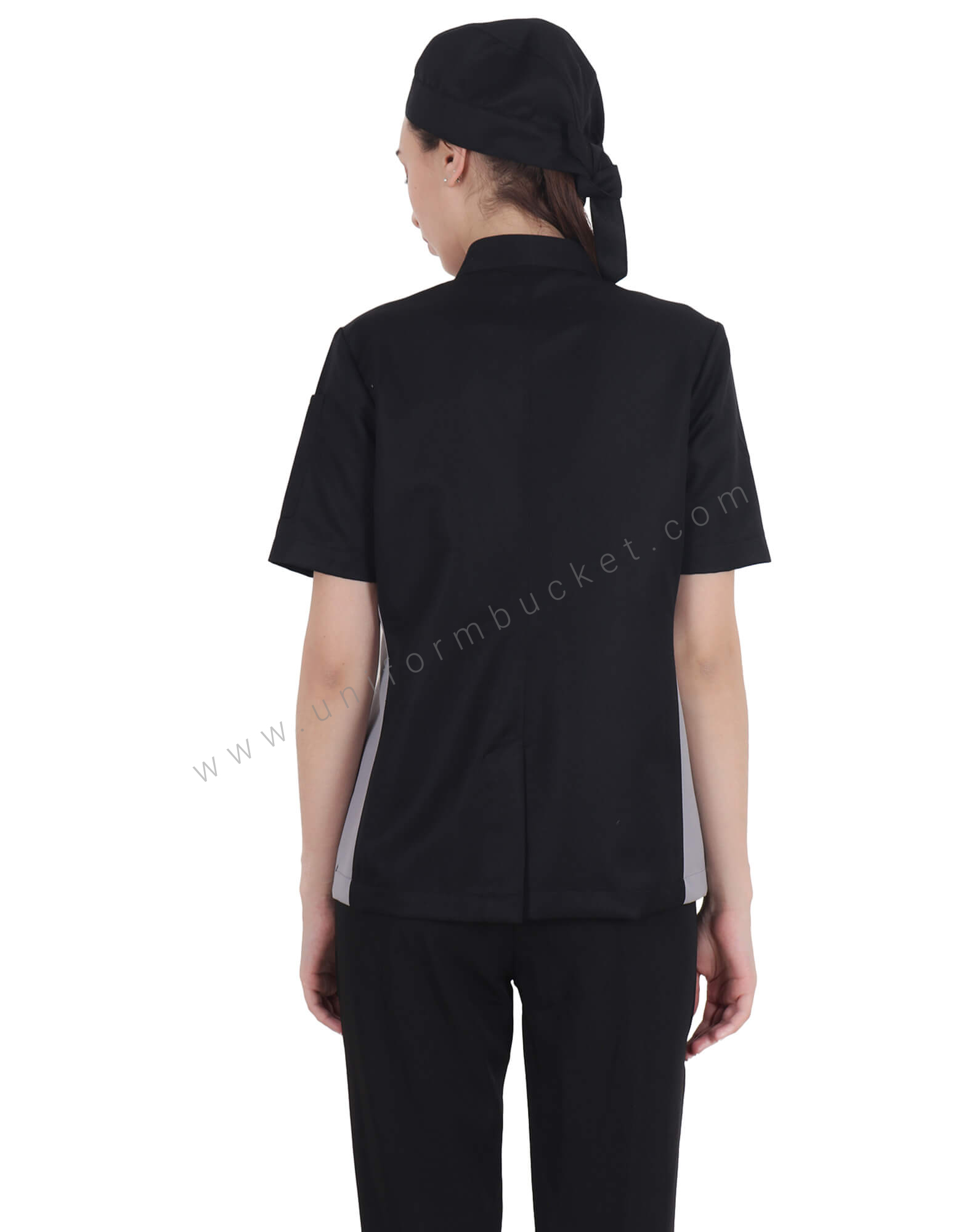 Double Tone Half Sleeve Chef Coat For Women