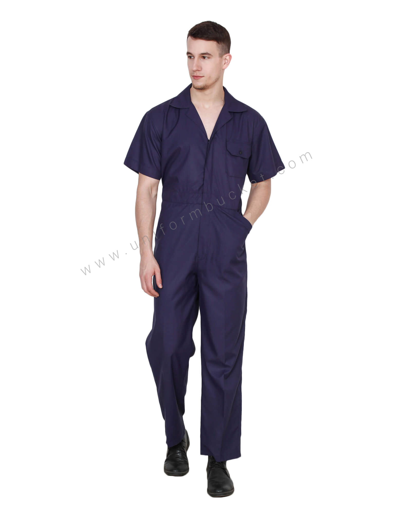 Navy Blue single tone overall with Hidden Placket