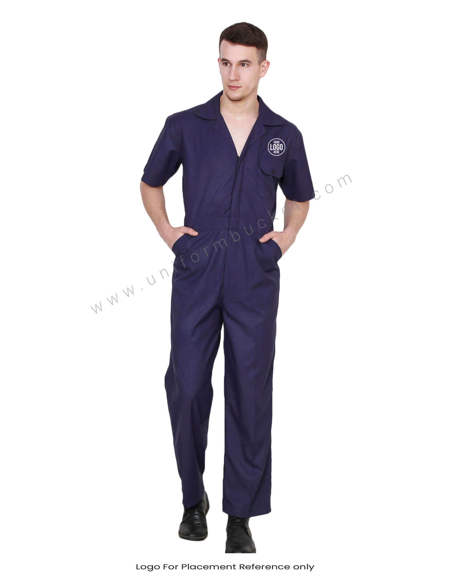 Navy Blue single tone overall with Hidden Placket