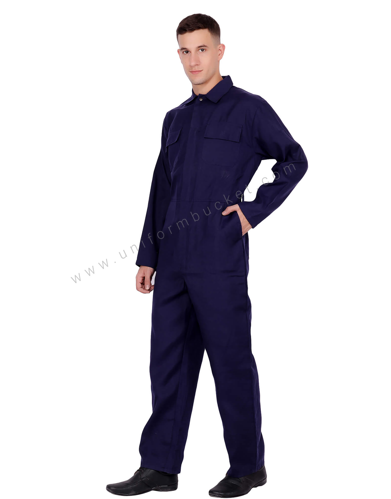 Hidden Placket Indigo Blue Dungaree