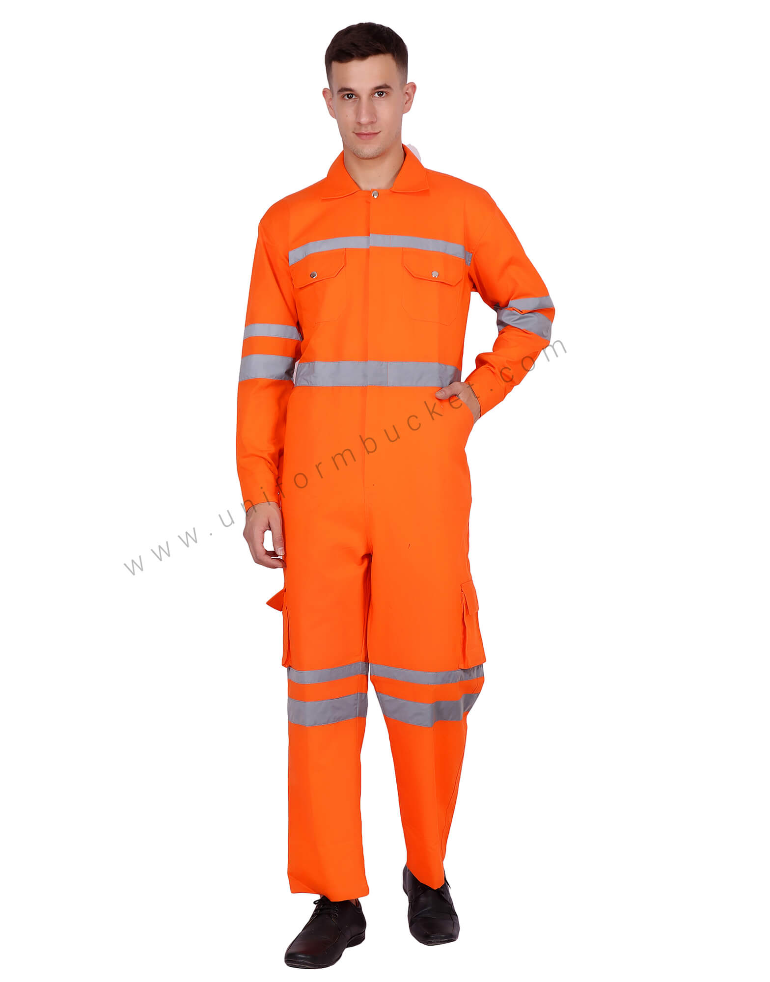 High Visibility Orange Overall With Functional Pockets