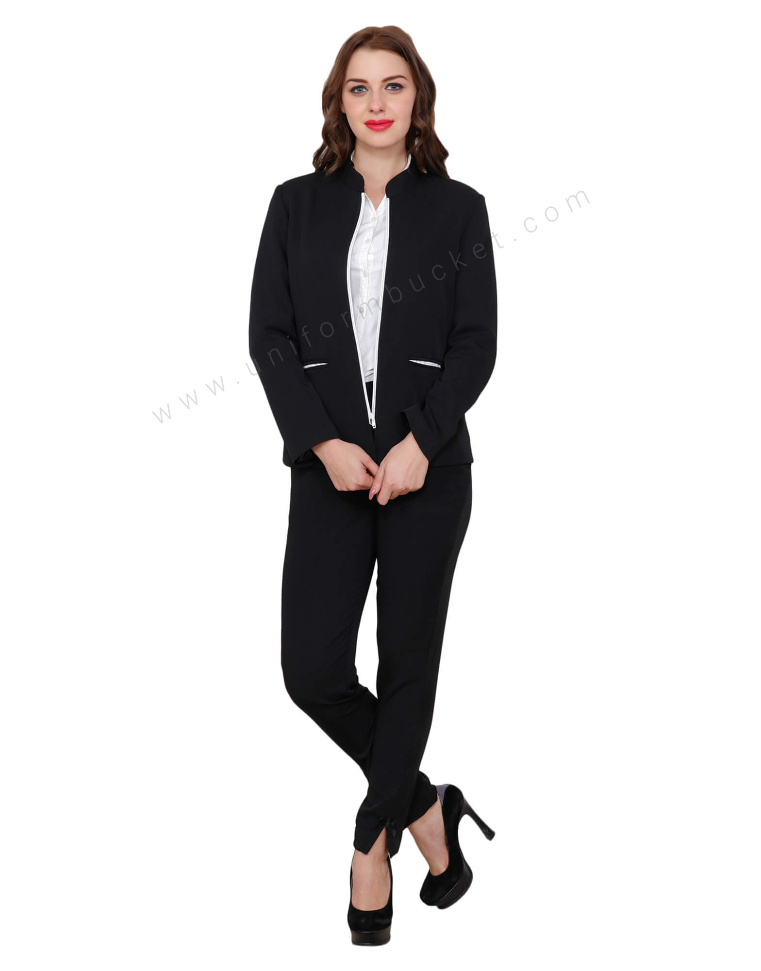 Women's band on sale collar jacket