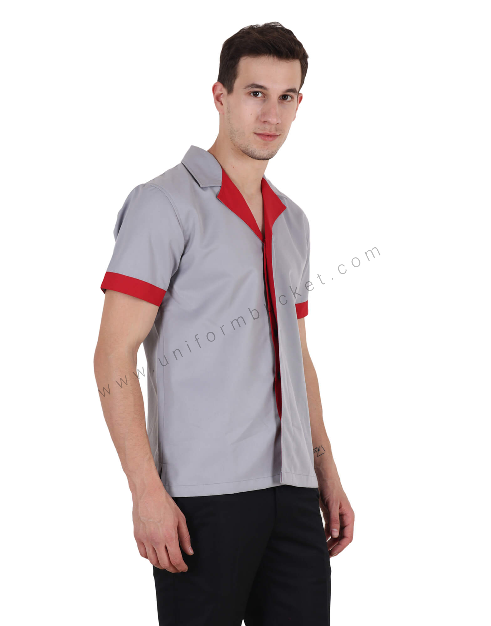 Lapel Collar Grey Shirt