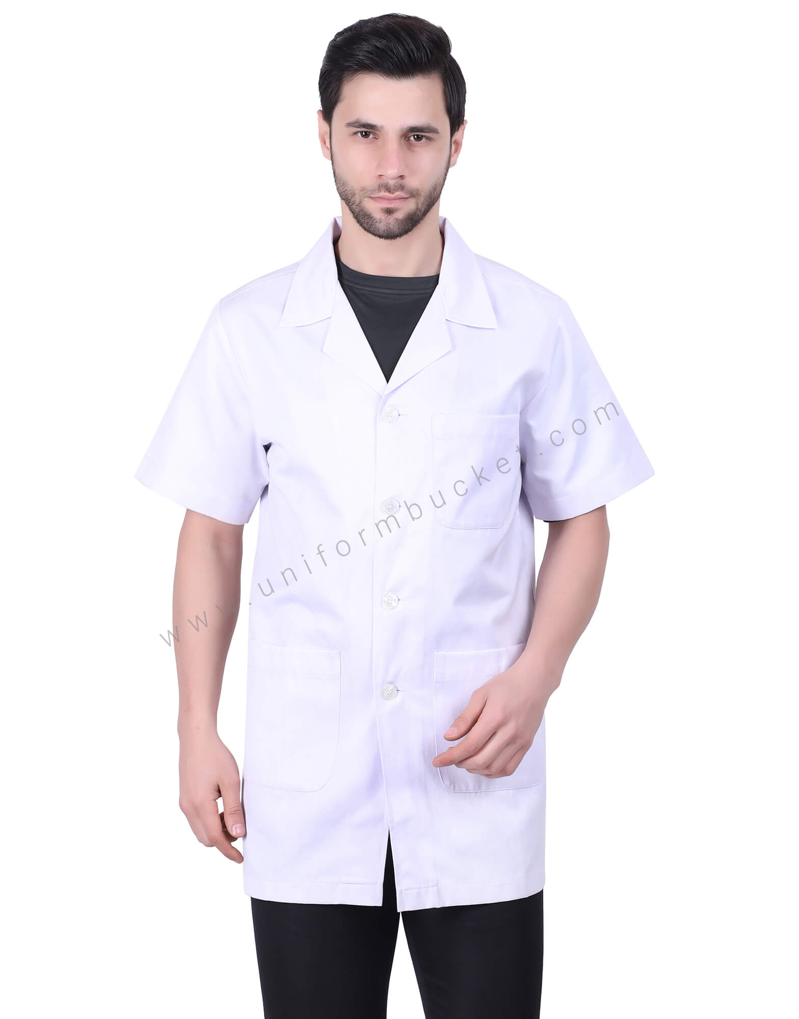 Lapel Notch Long Lab Coat