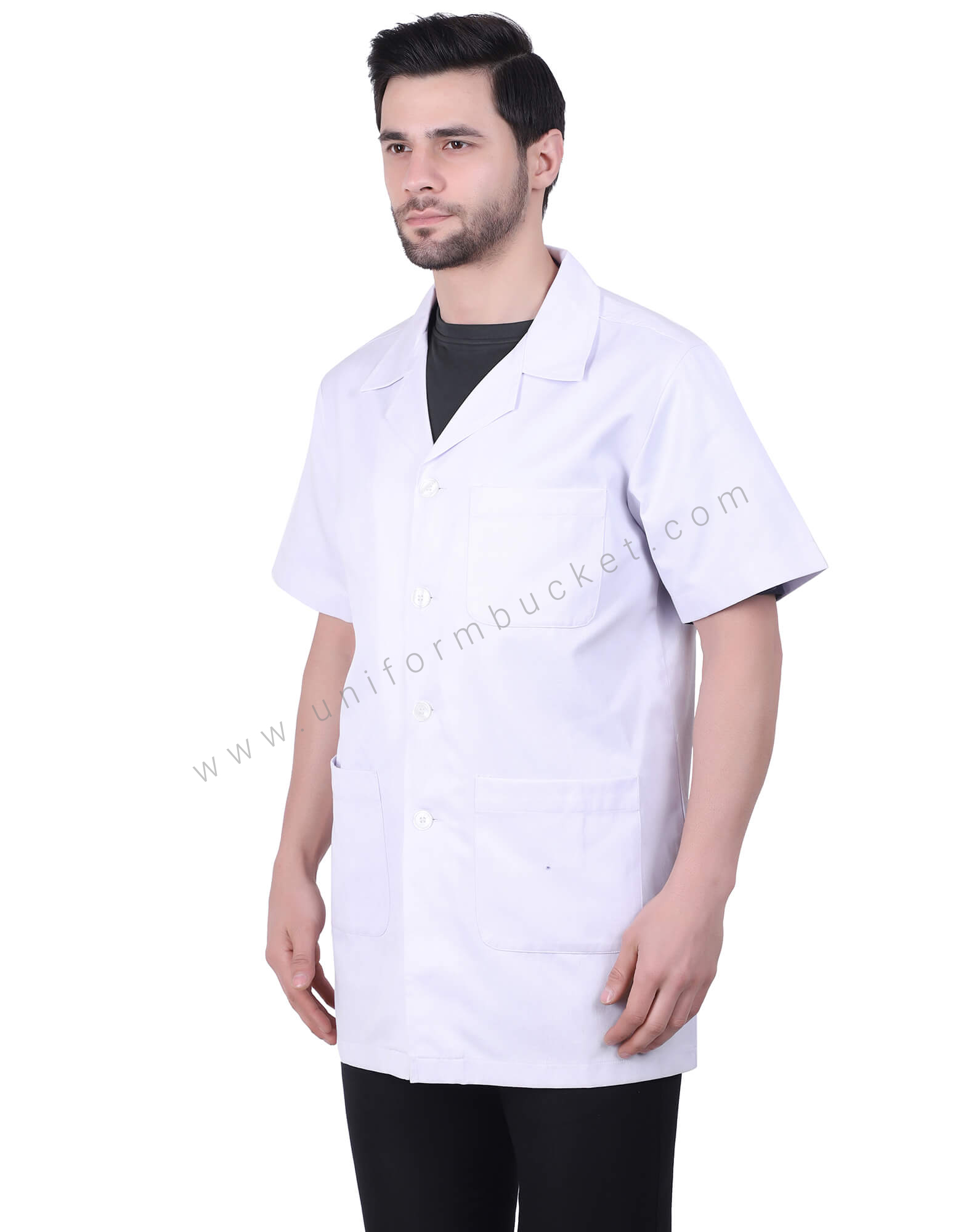 Lapel Notch Long Lab Coat