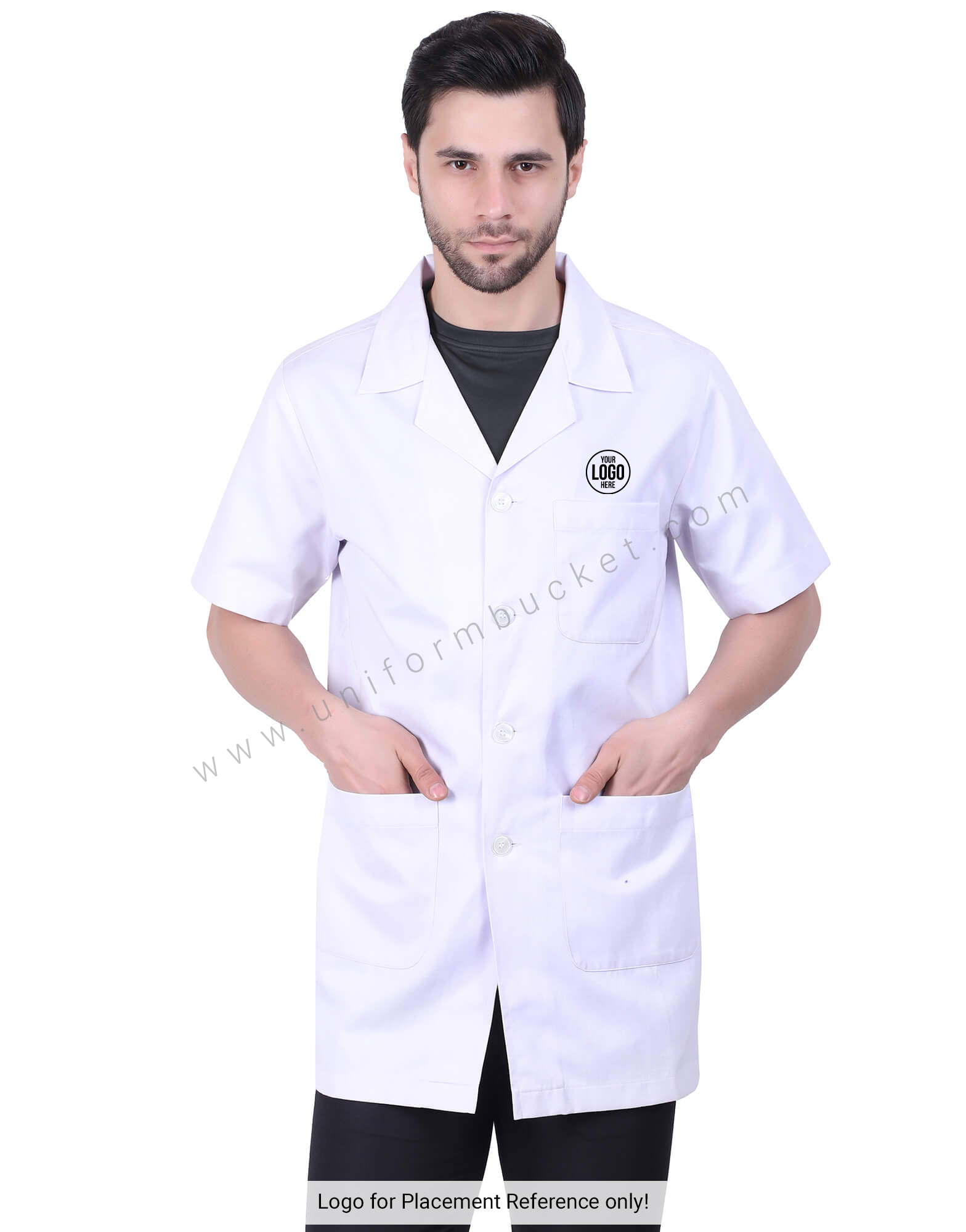 Lapel Notch Long Lab Coat