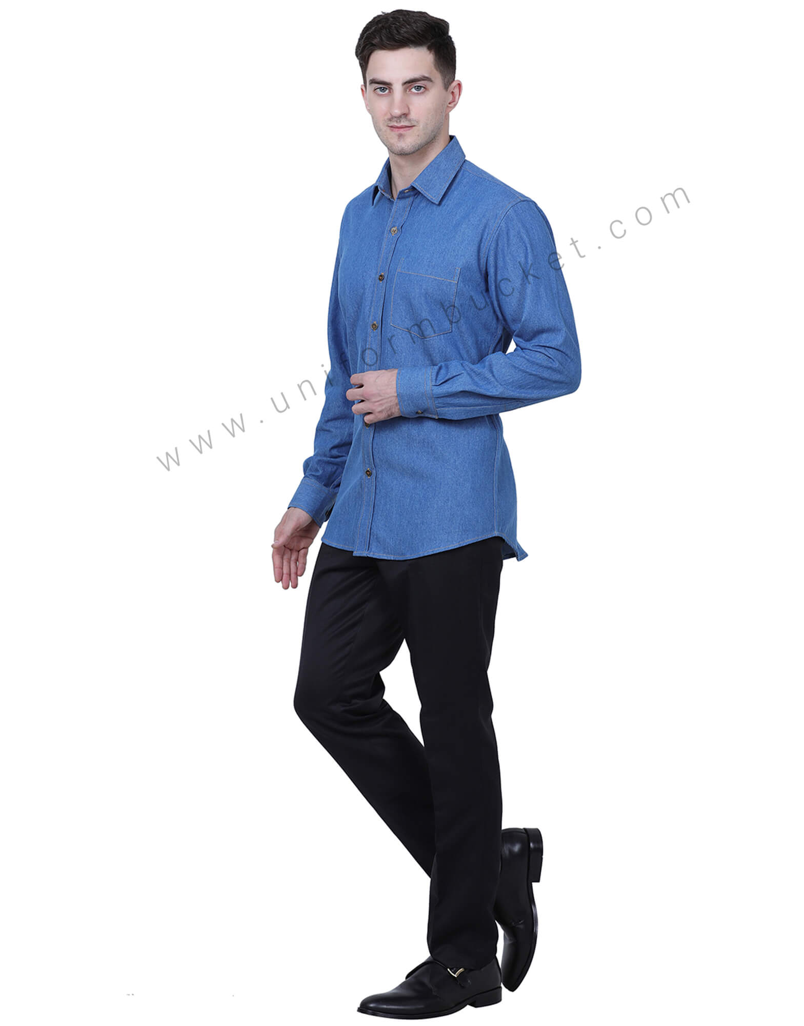 Buy Light Blue Denim Shirt For Men Online Best Prices in India Uniform  Bucket UNIFORM BUCKET