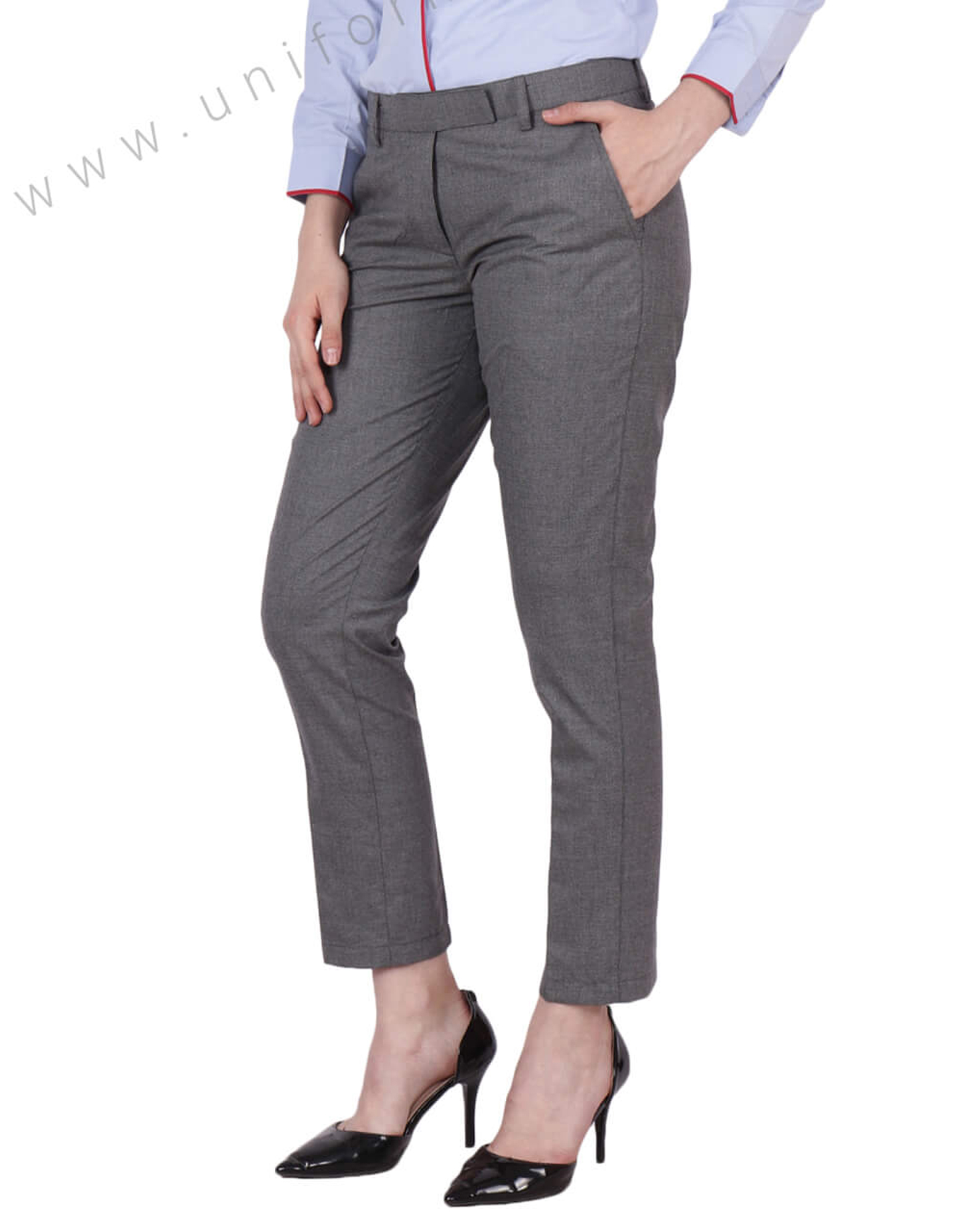 Trouser Pant Light Grey Mens Formal Non Pleated  MT102