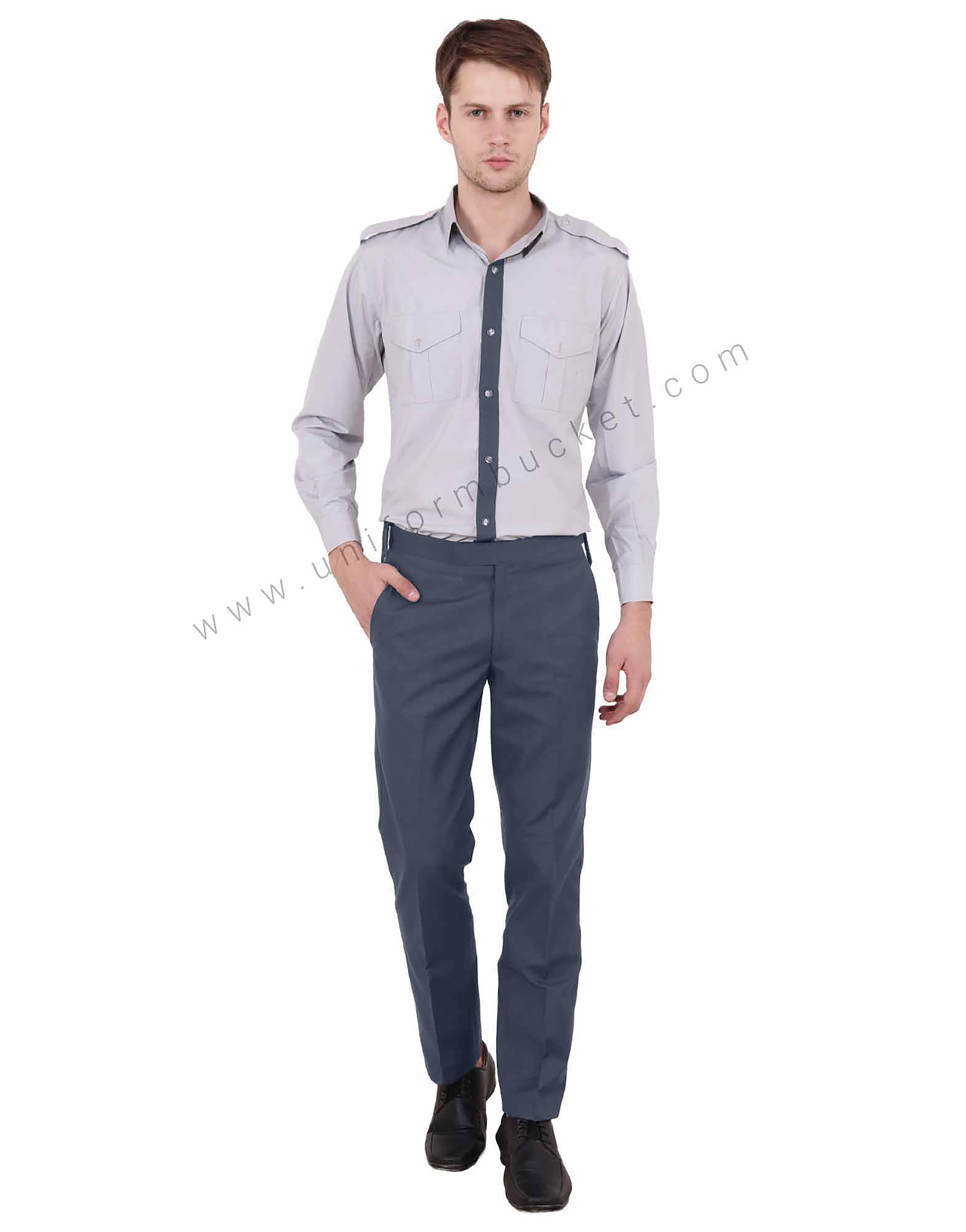 Light Grey  Security Guard Shirt Dark Grey Trims