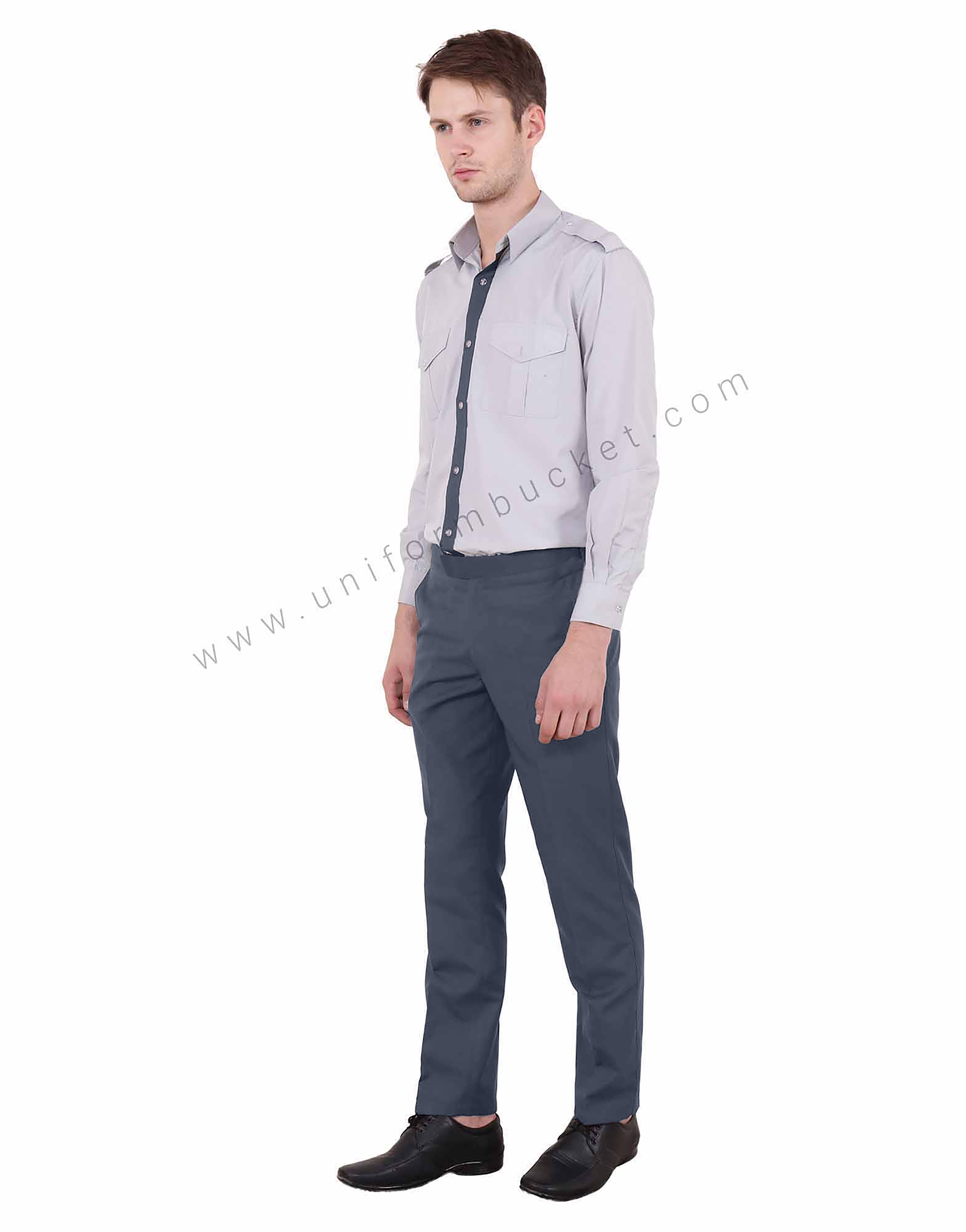 Light Grey  Security Guard Shirt Dark Grey Trims