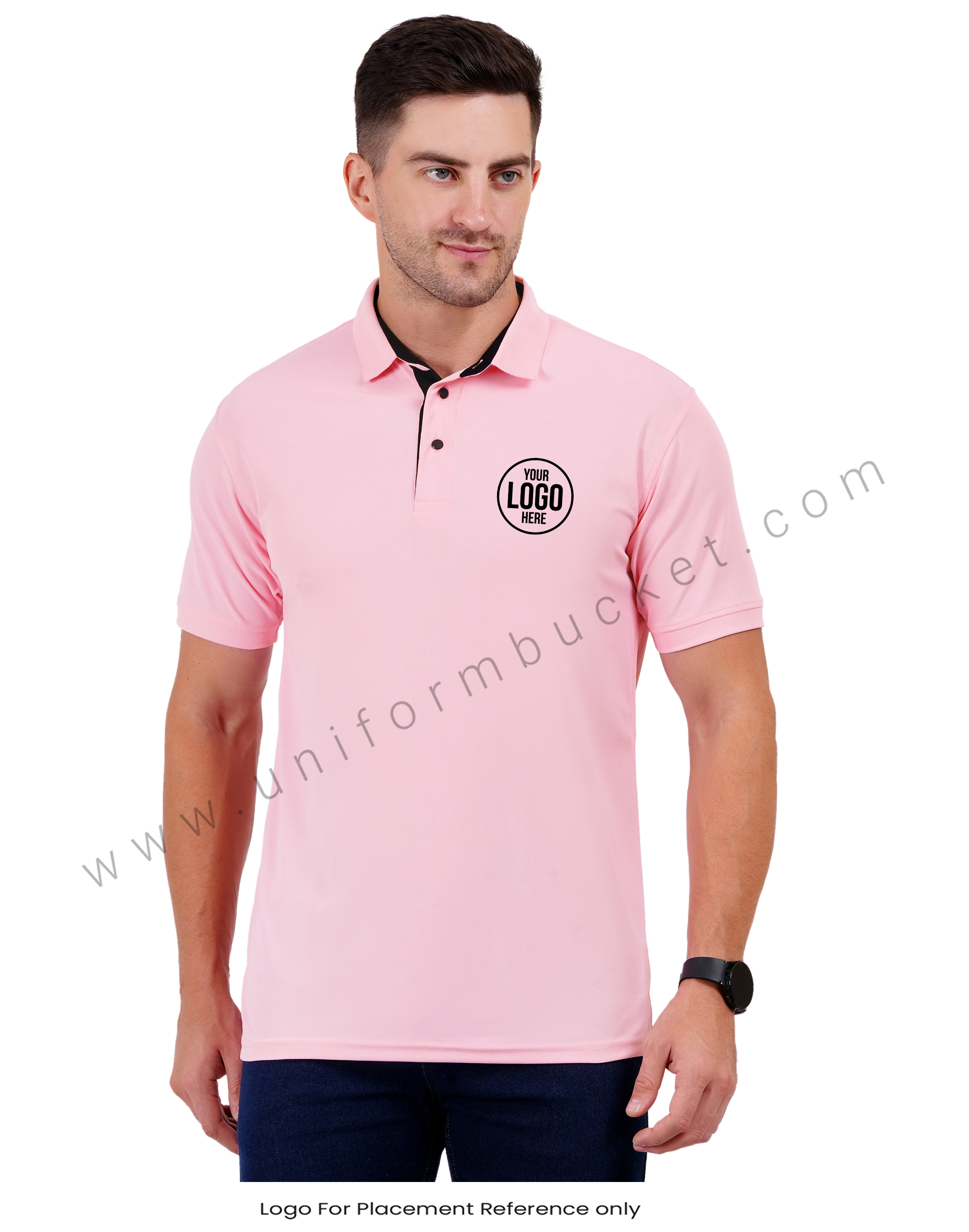 Light Pink polo T-shirt enhanced with sleek black trim