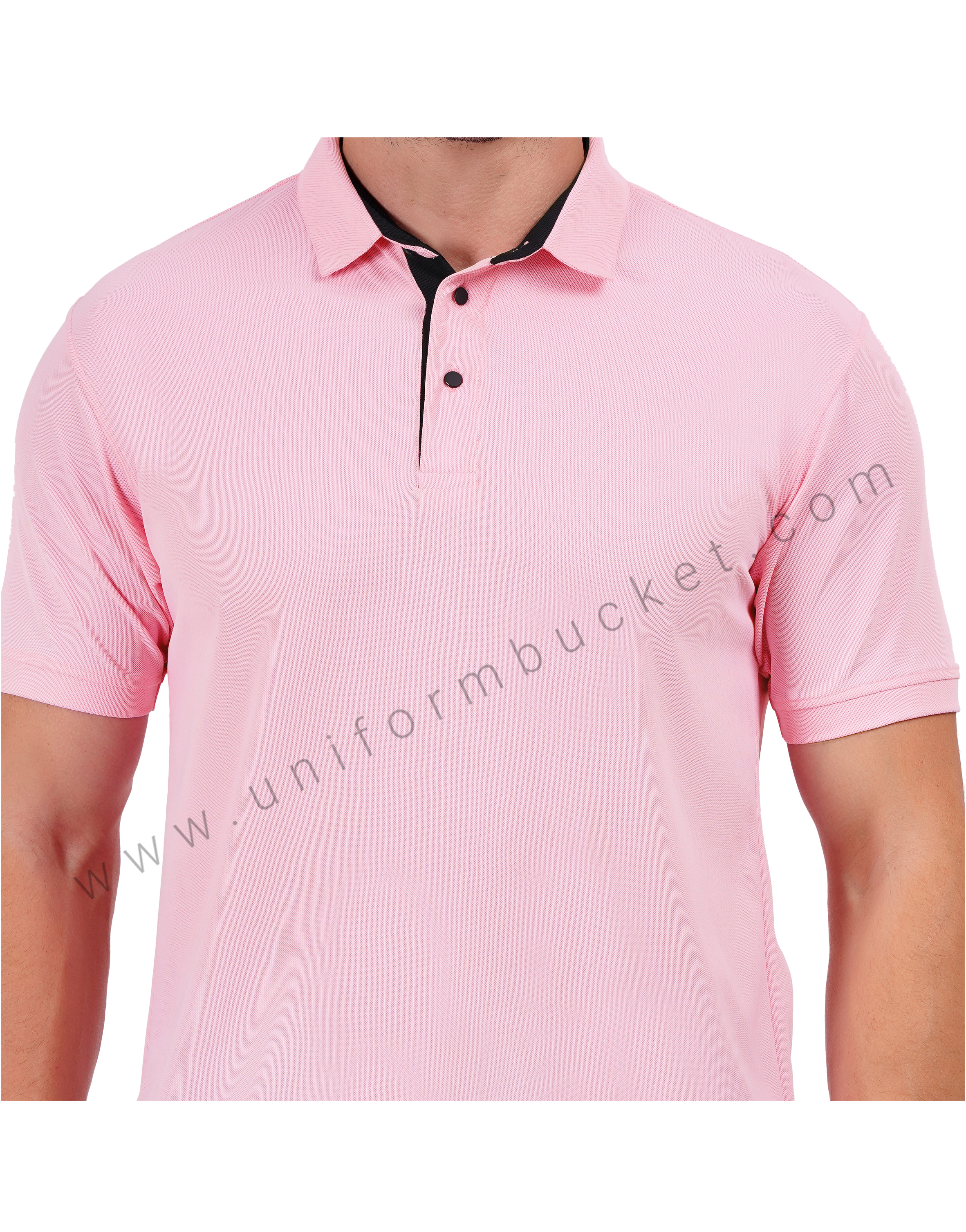 Light Pink polo T-shirt enhanced with sleek black trim