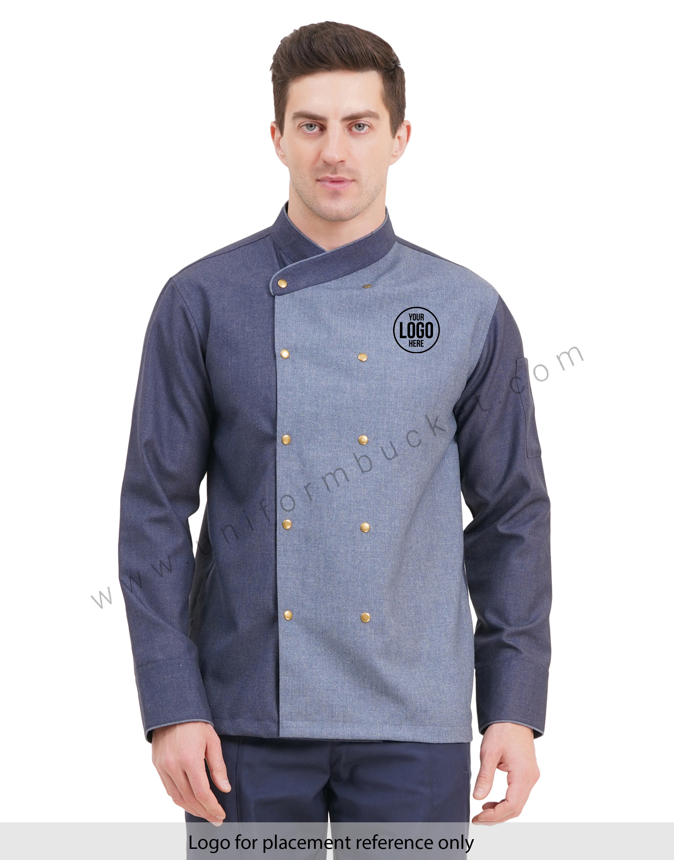 Male Executive Designer Chef Coat In Two Color With Tich Button