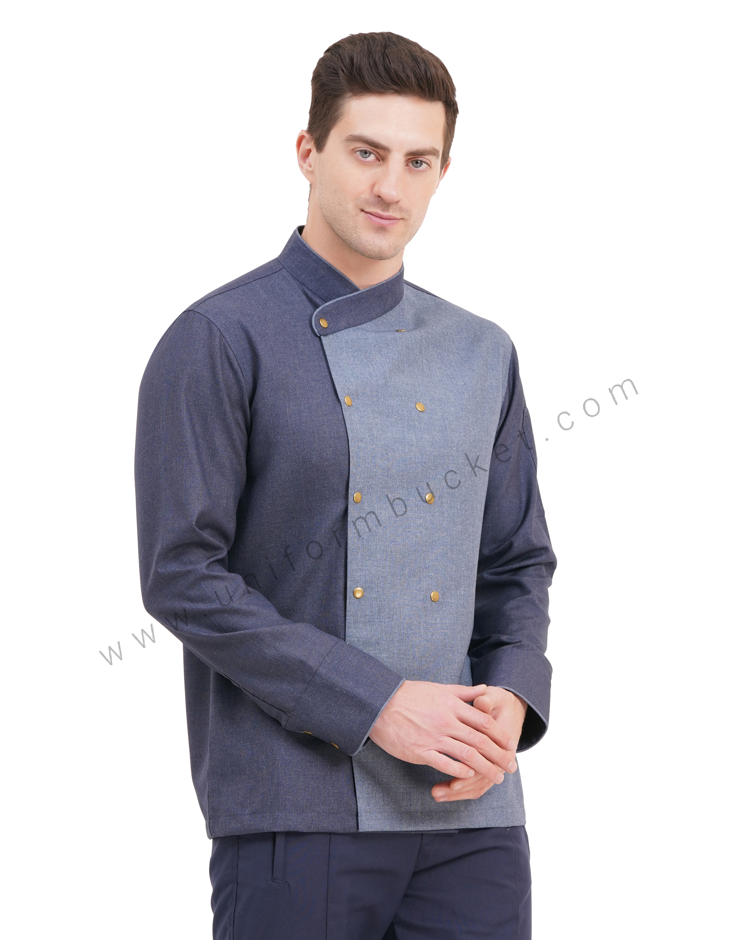 Male Executive Designer Chef Coat In Two Color With Tich Button