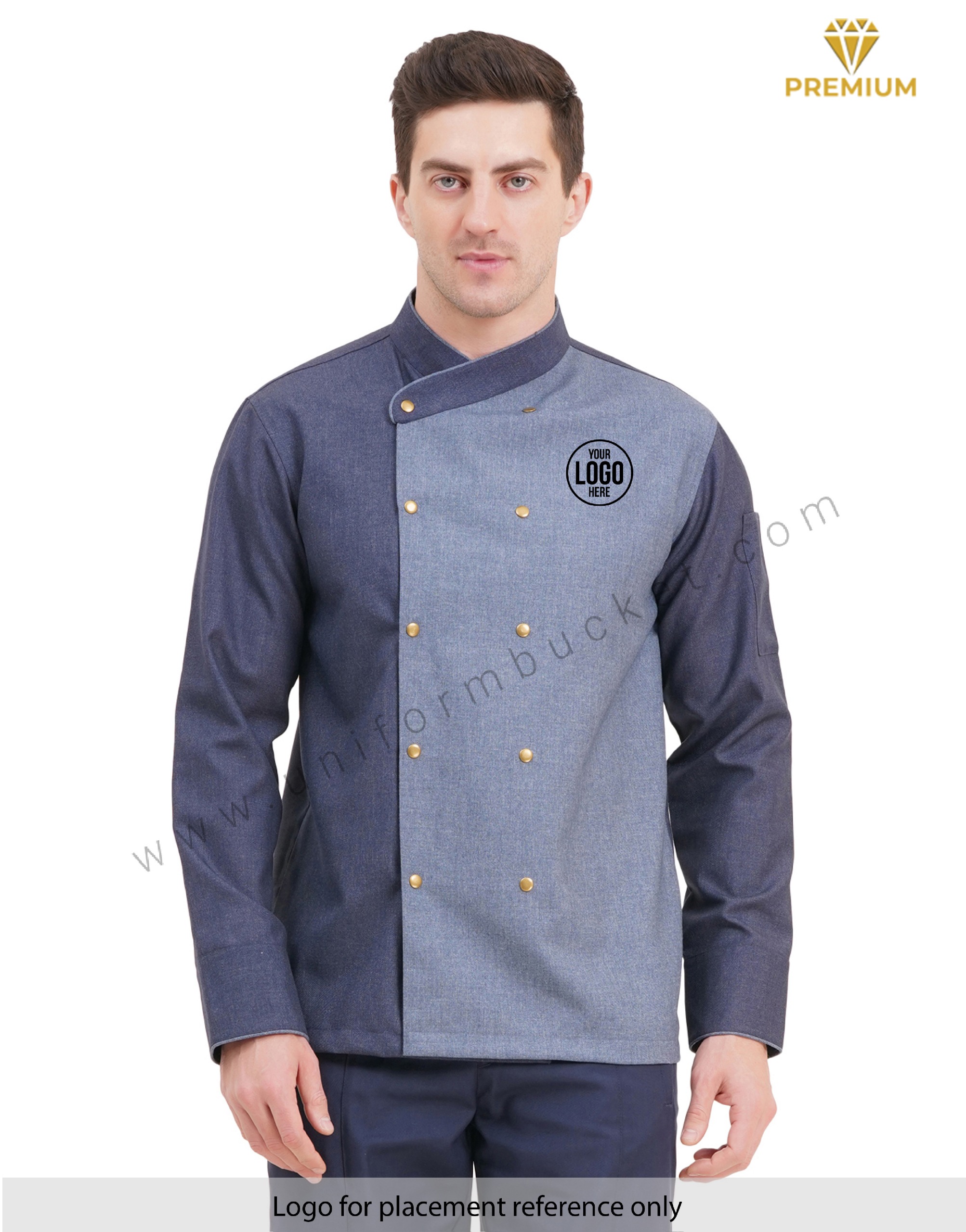 Male Executive Designer Chef Coat In Two Color With Tich Button