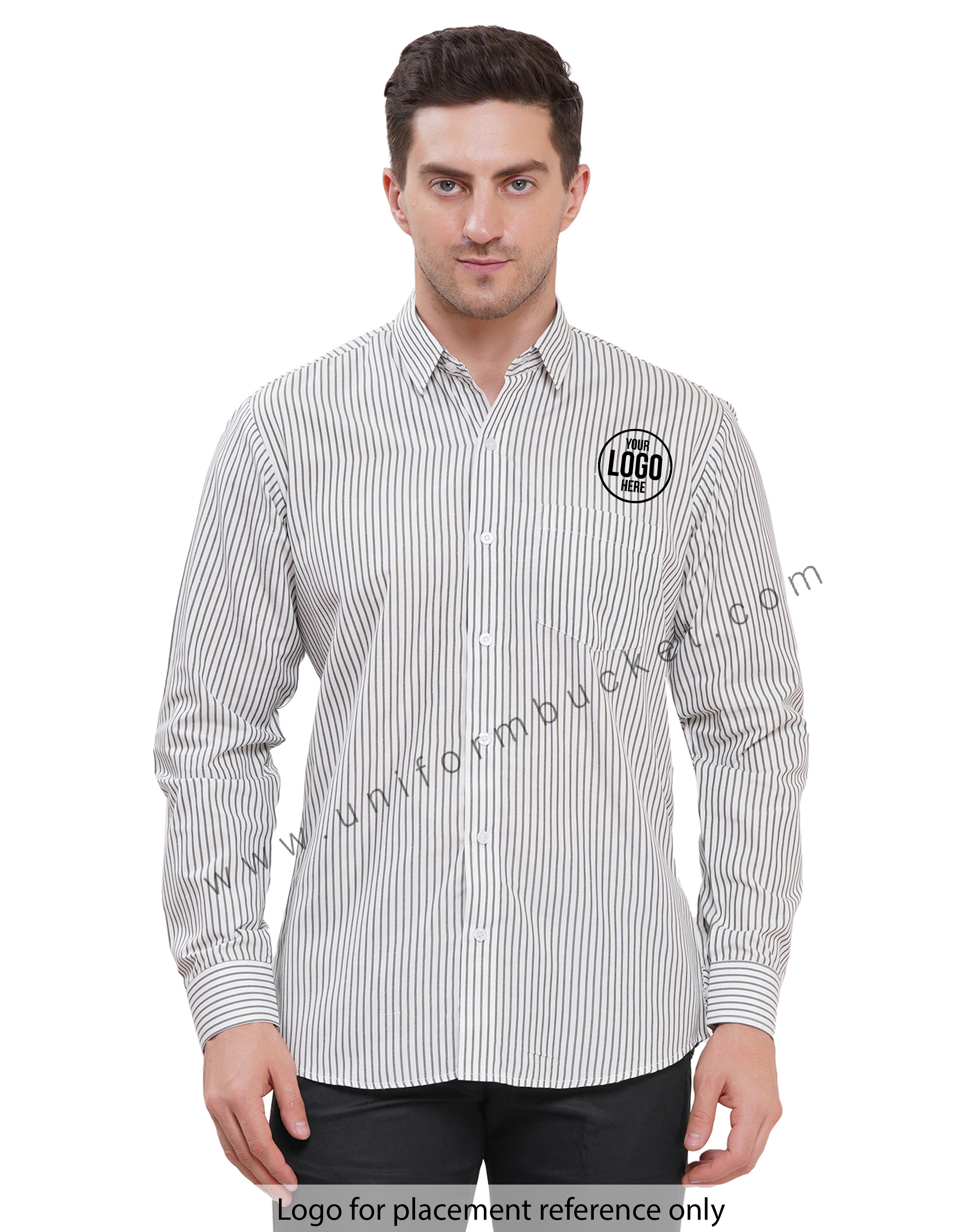 MALE FORMAL SHIRT WITH DARK GREEN LINING IN FULL SLEEVE