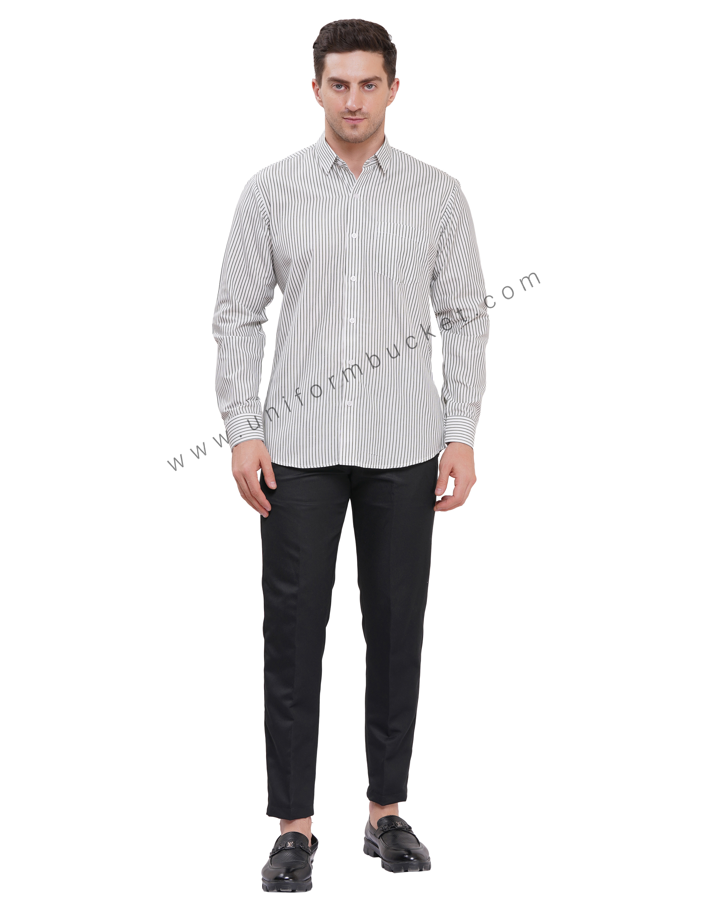 MALE FORMAL SHIRT WITH DARK GREEN LINING IN FULL SLEEVE