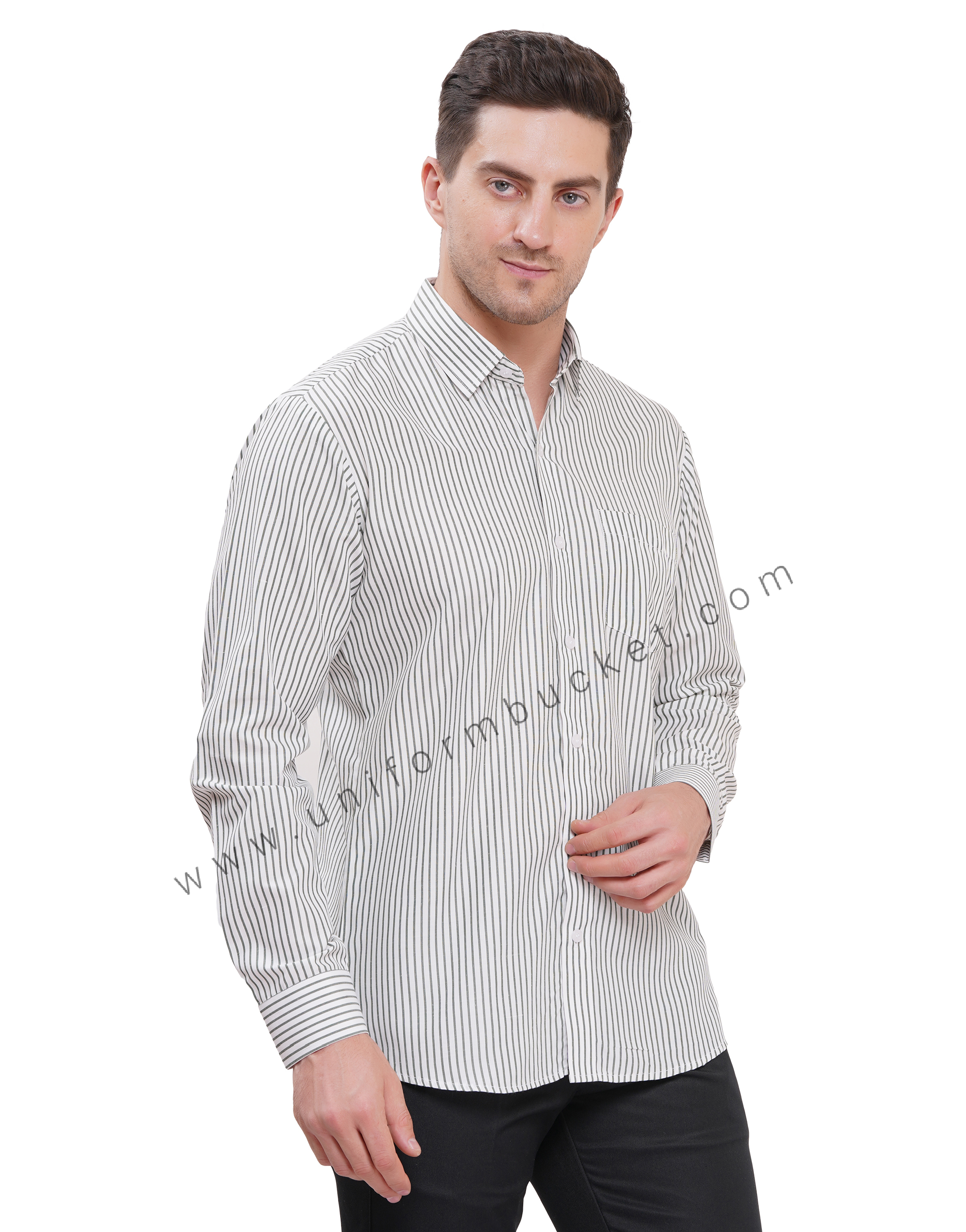 MALE FORMAL SHIRT WITH DARK GREEN LINING IN FULL SLEEVE