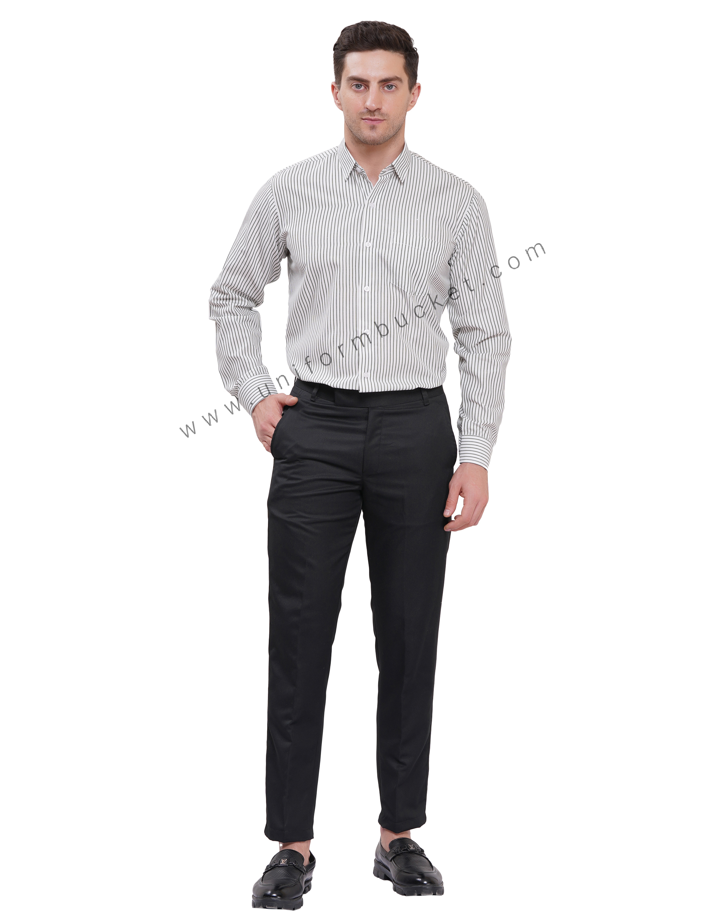 MALE FORMAL SHIRT WITH DARK GREEN LINING IN FULL SLEEVE