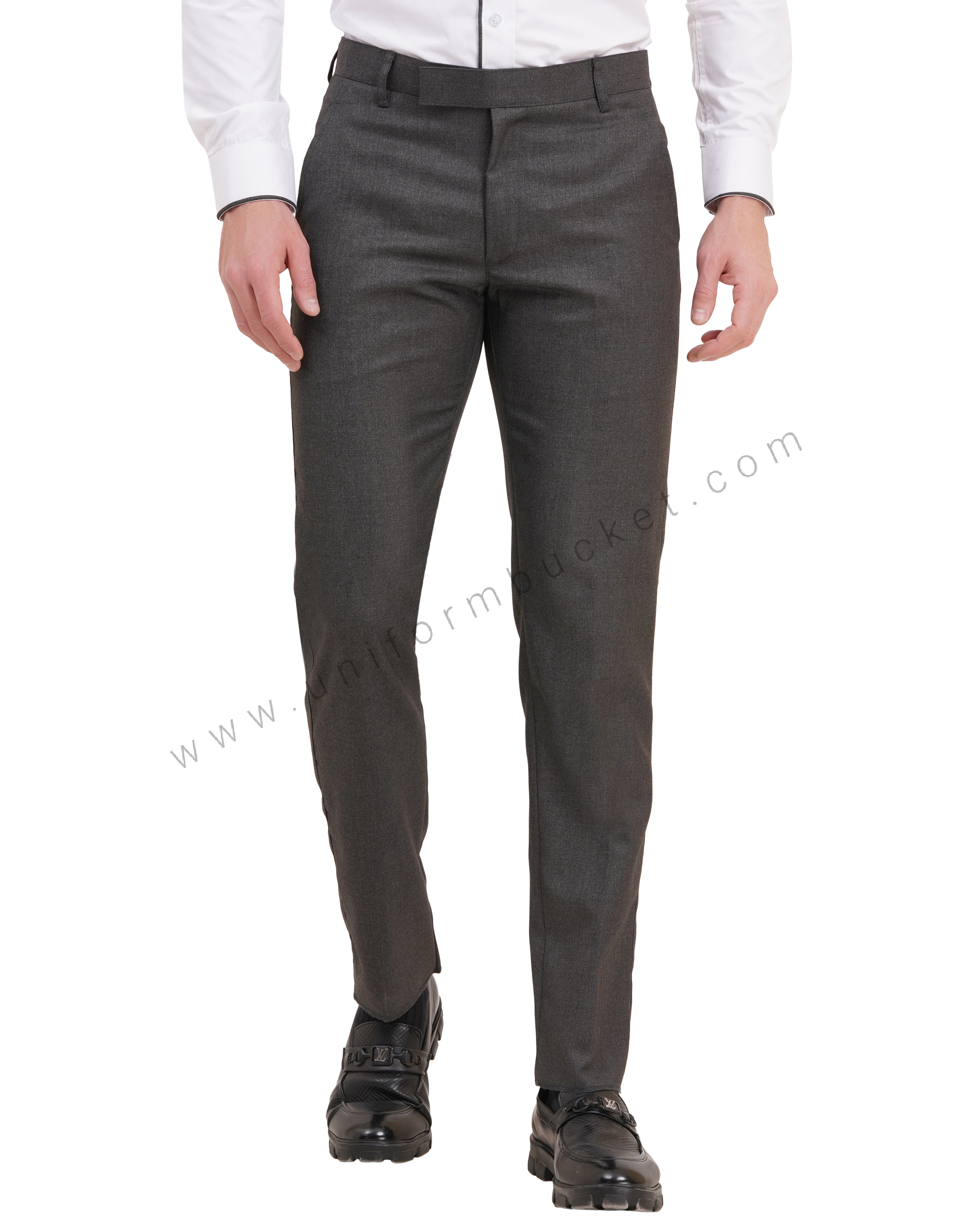 male huy worsted grey  formal trouser with loops