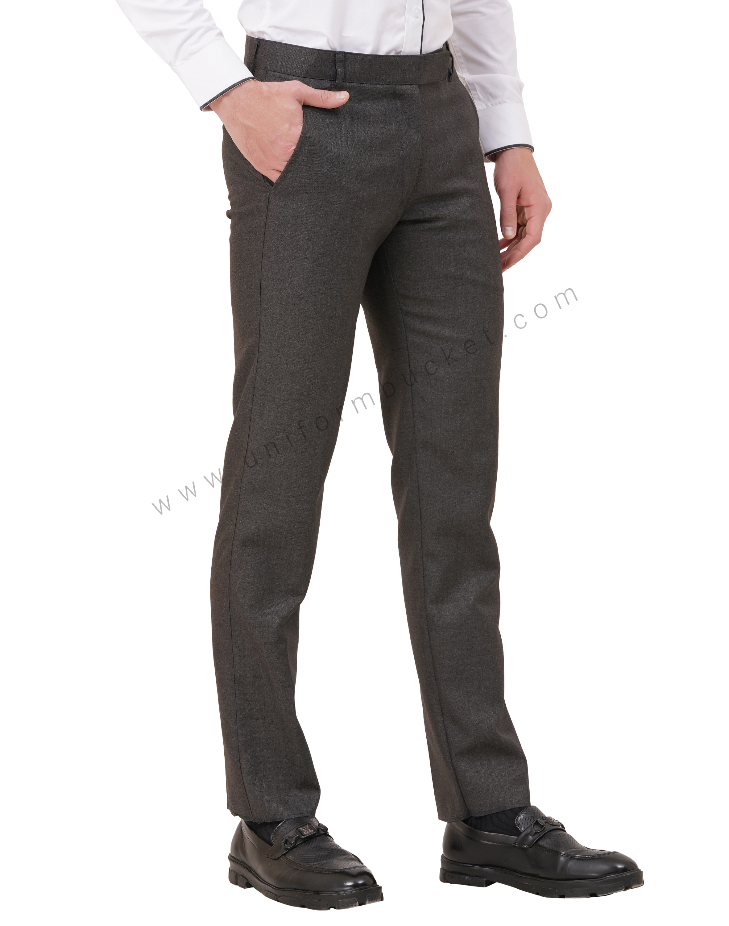 male huy worsted grey  formal trouser with loops