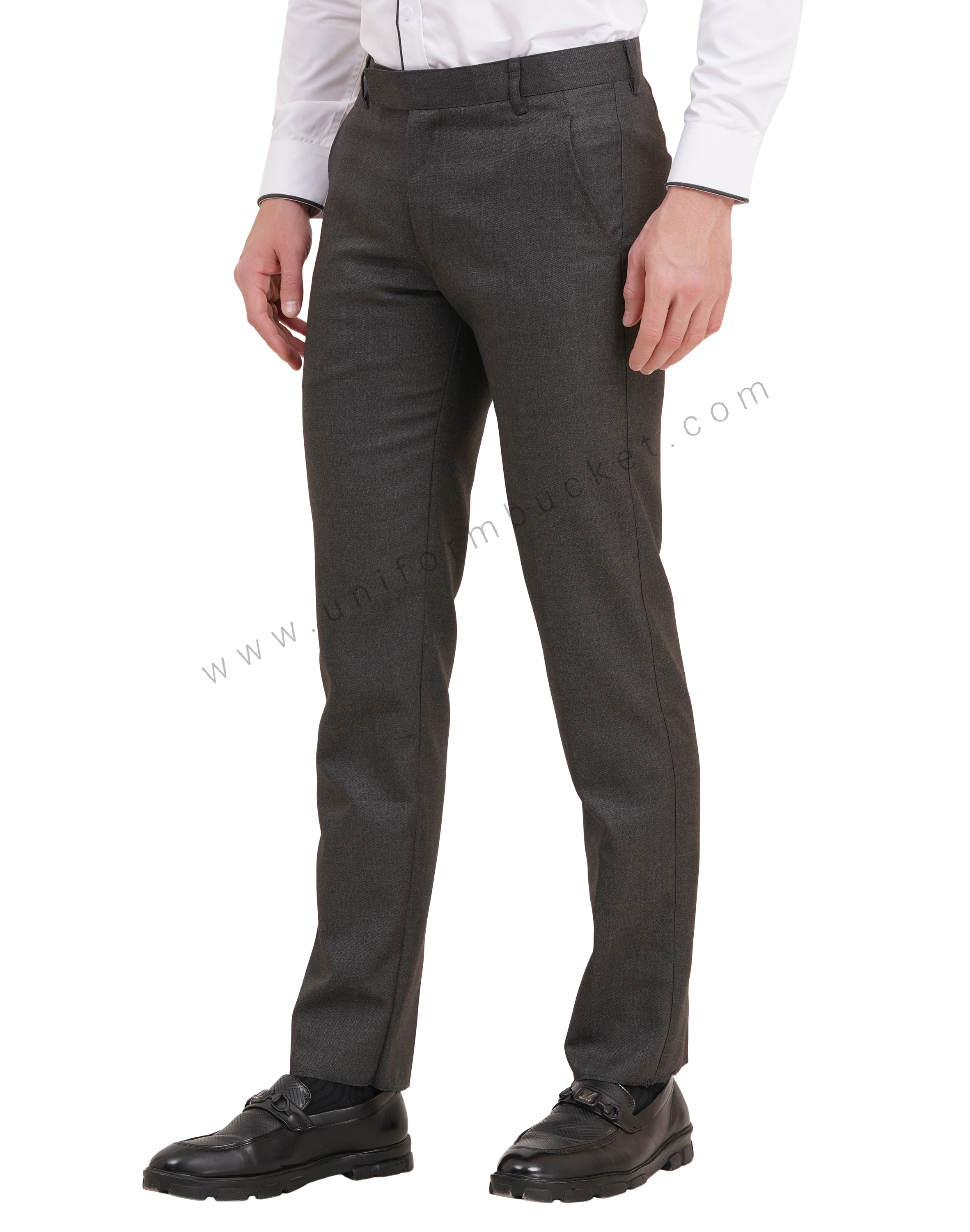 male huy worsted grey  formal trouser with loops