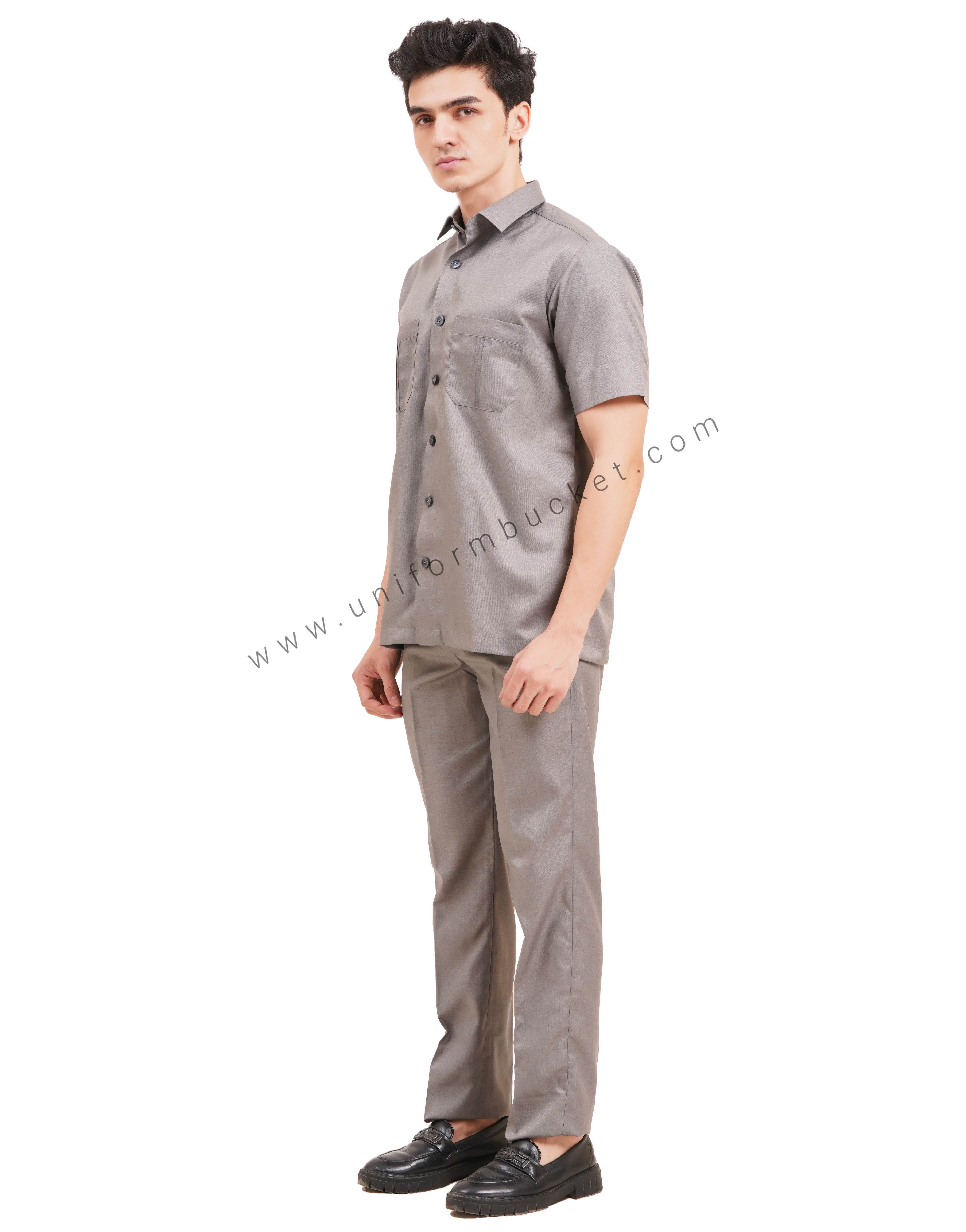 male safari shirt in grey color with half sleeve