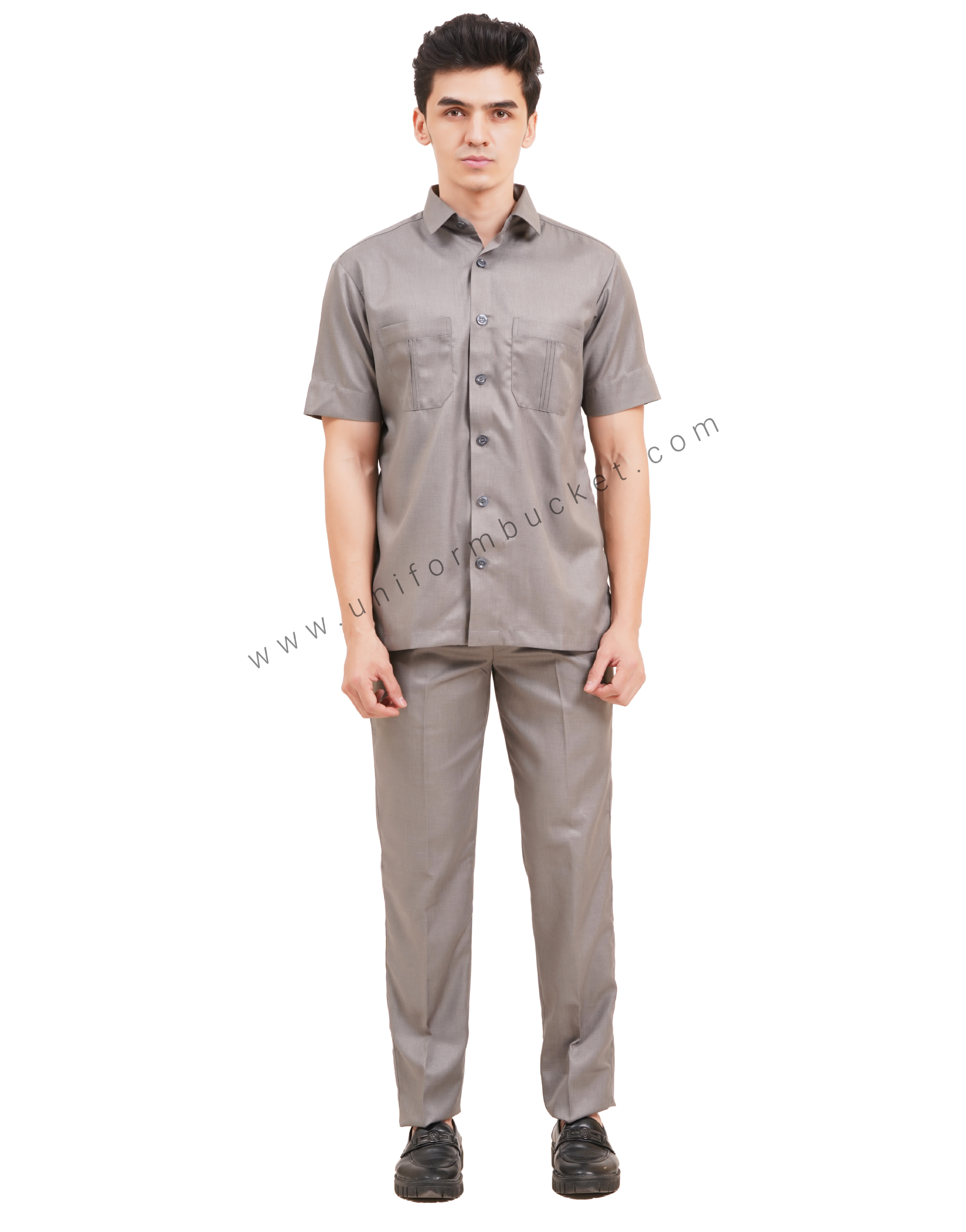 male safari shirt in grey color with half sleeve
