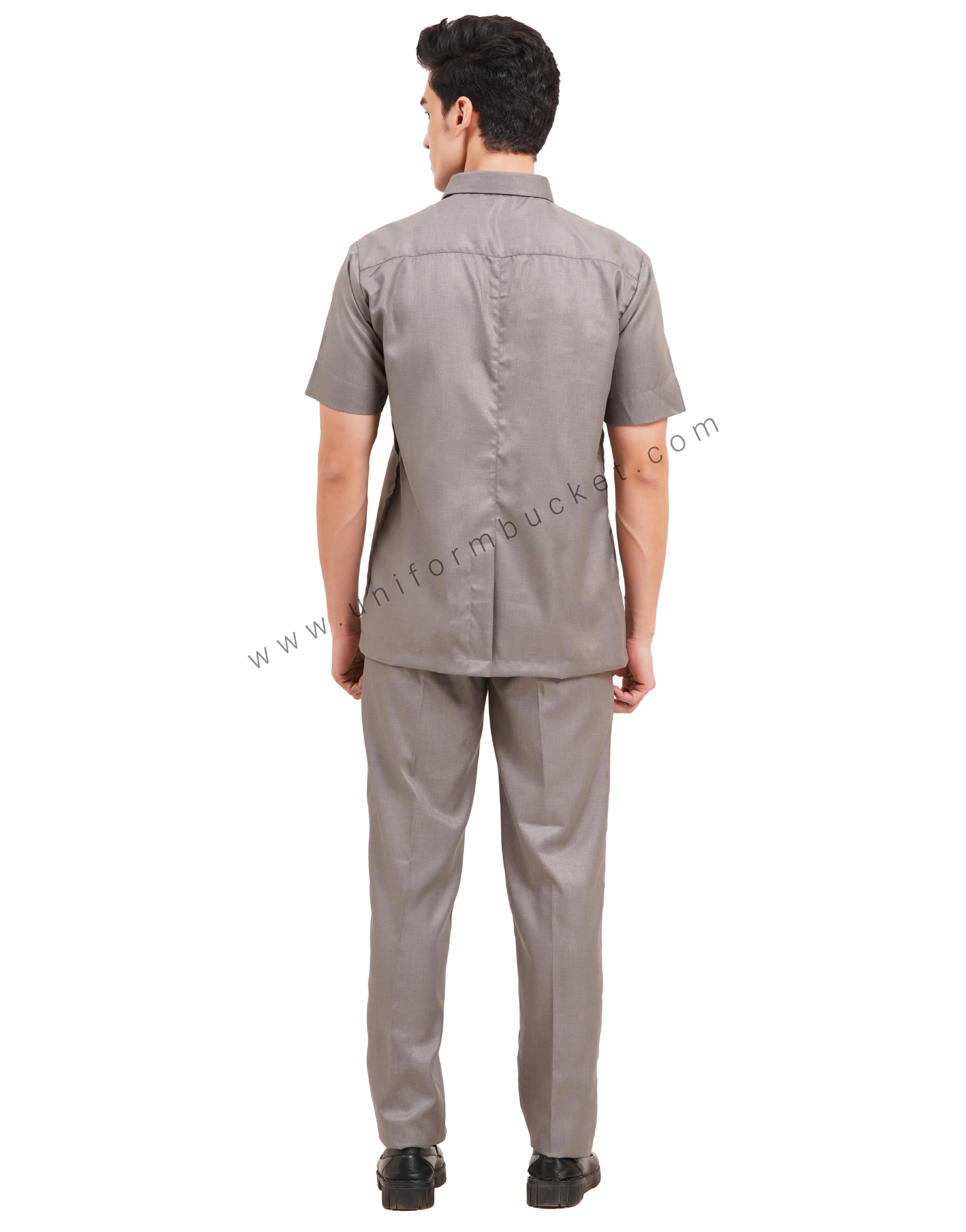 male safari shirt in grey color with half sleeve