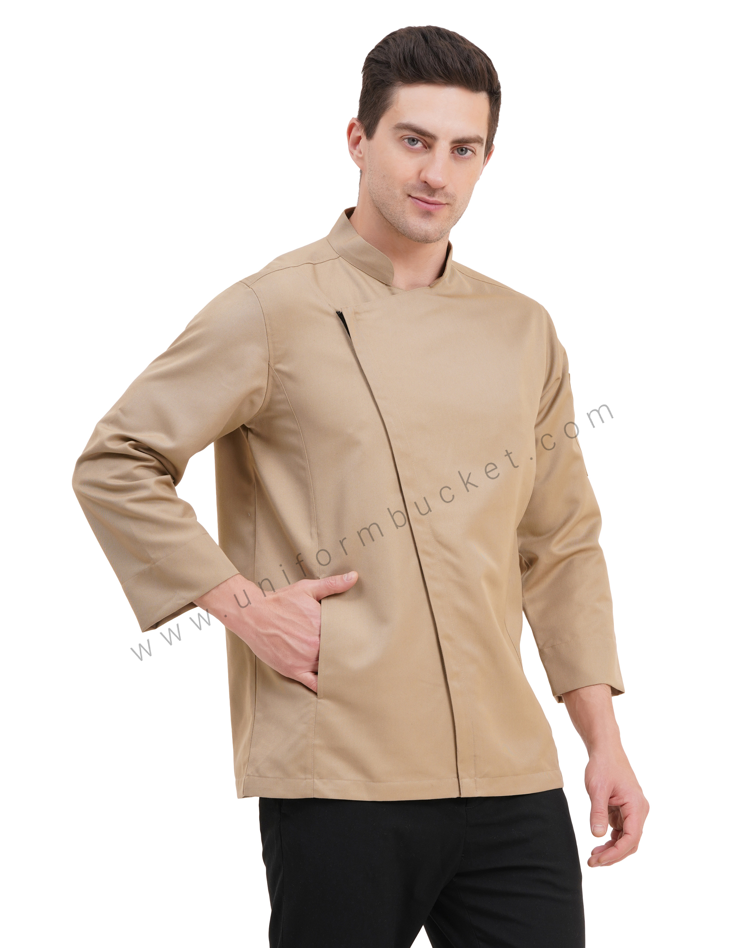 male stylish jacket look chef coat  with front zip