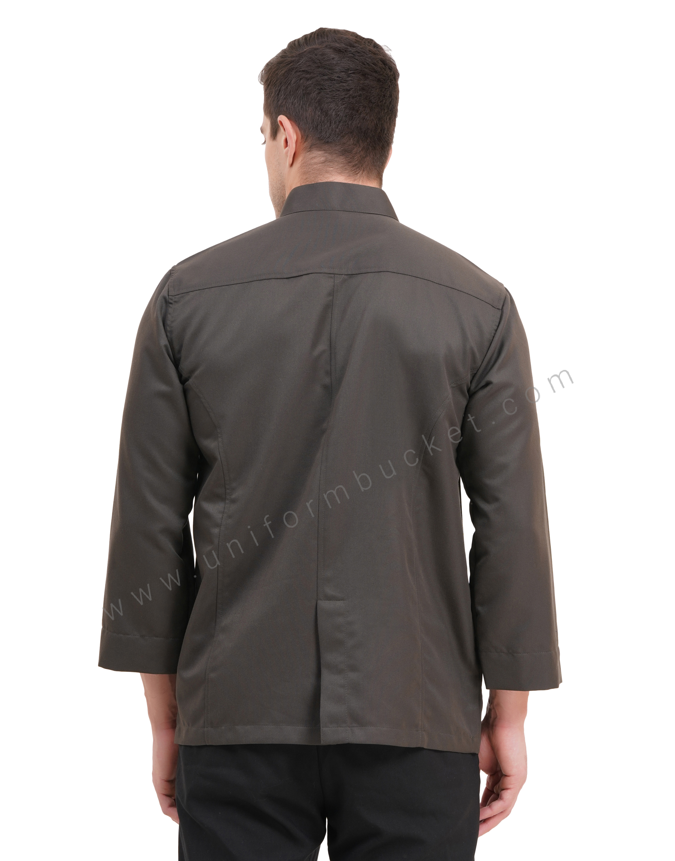 male timber green chef coat with front cross over joint pocket