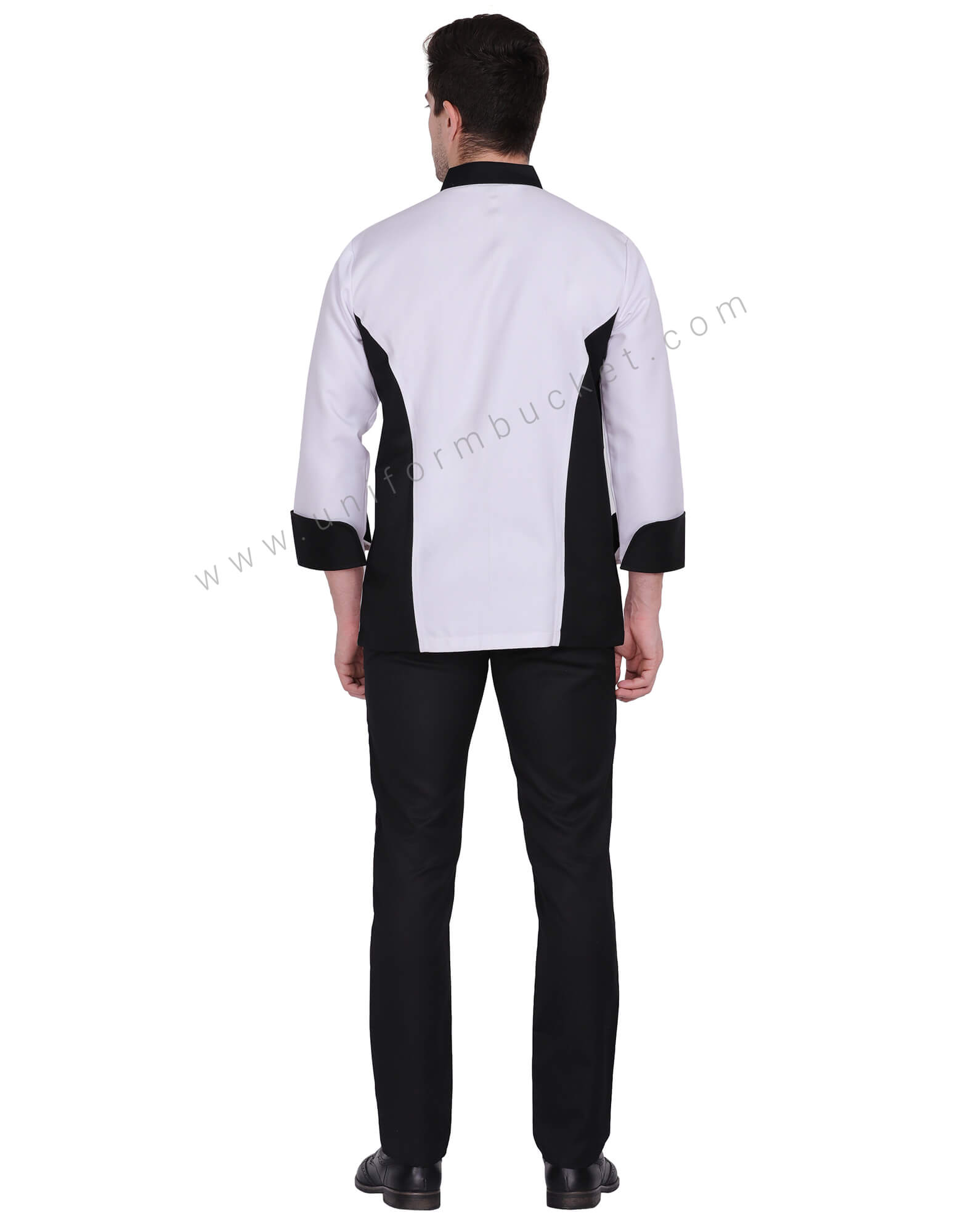 Stylish Men's White & Black Designer Chef Coat
