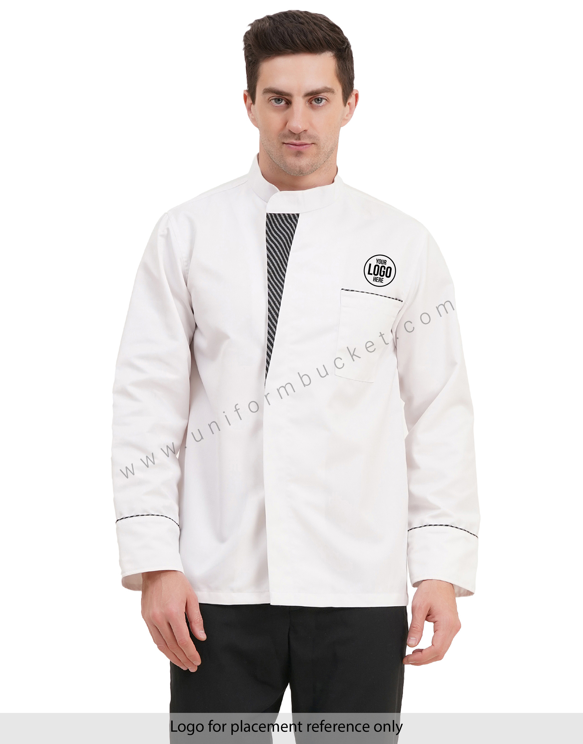 MALE WHITE CHEF COAT WITH ZEBRA PATTERN  PATCH