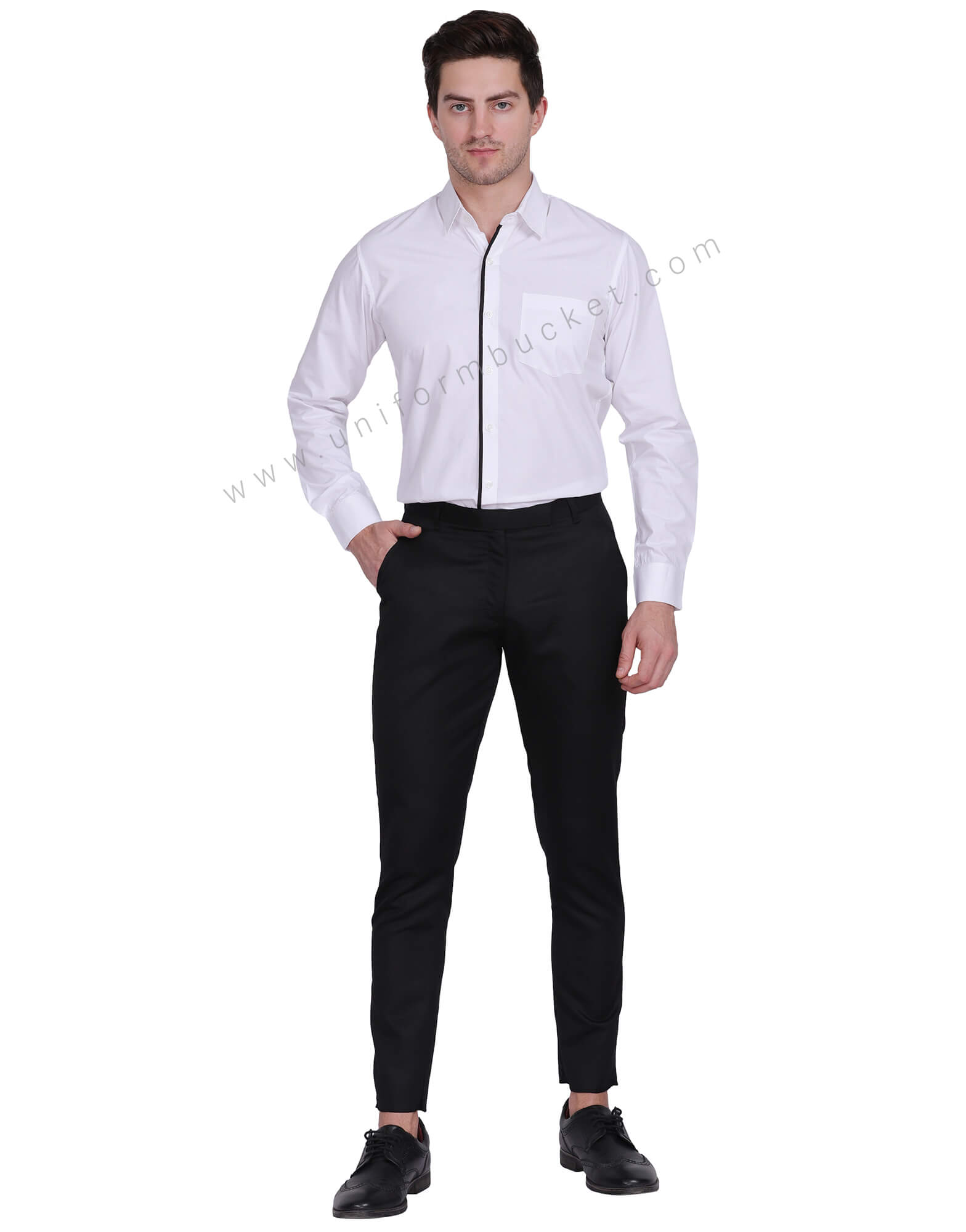 BUY MALE WHITE SHIRT WITH BLACK PIPING Online @ Best Prices in India ...