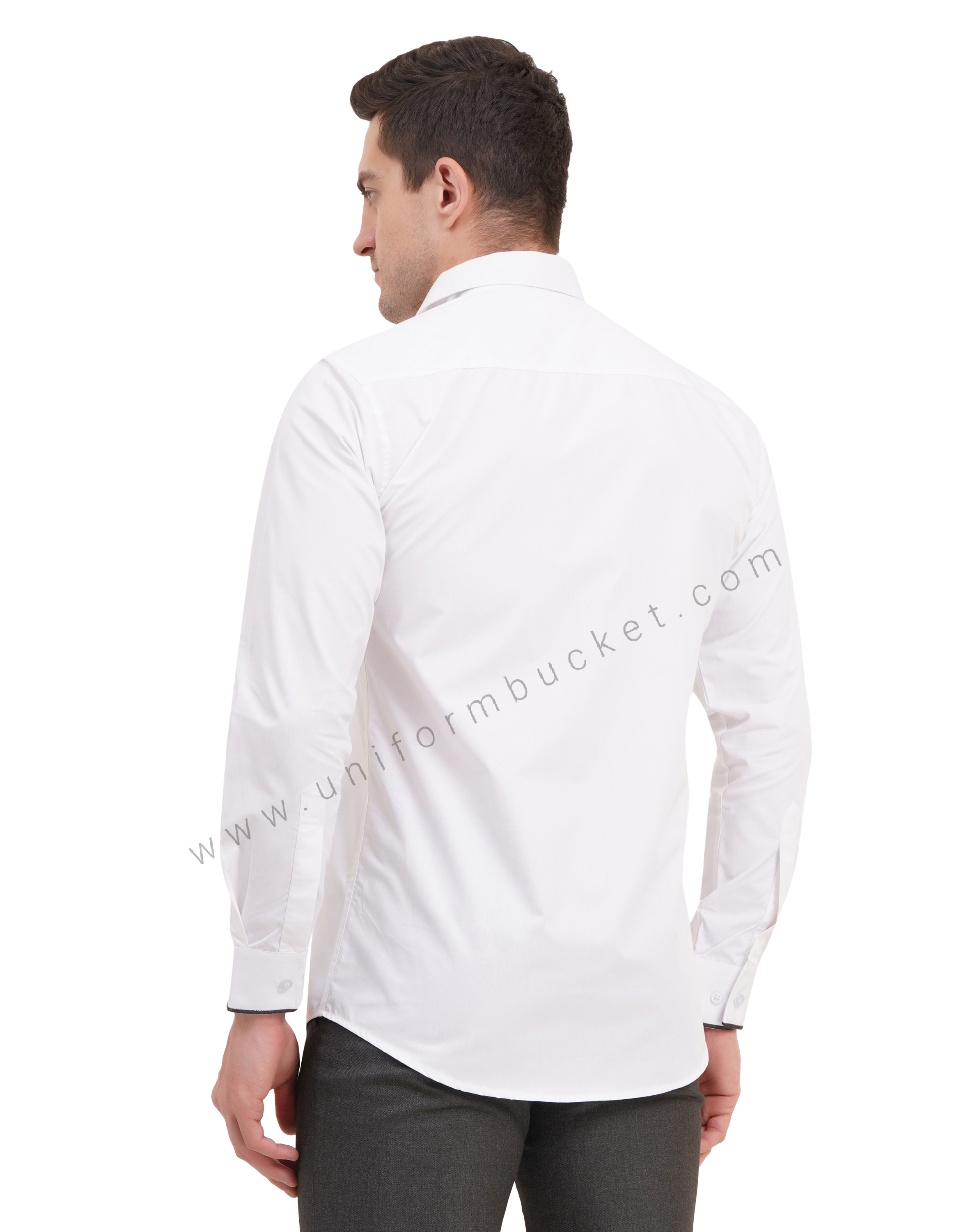 male white shirt with huy grey piping full sleeve