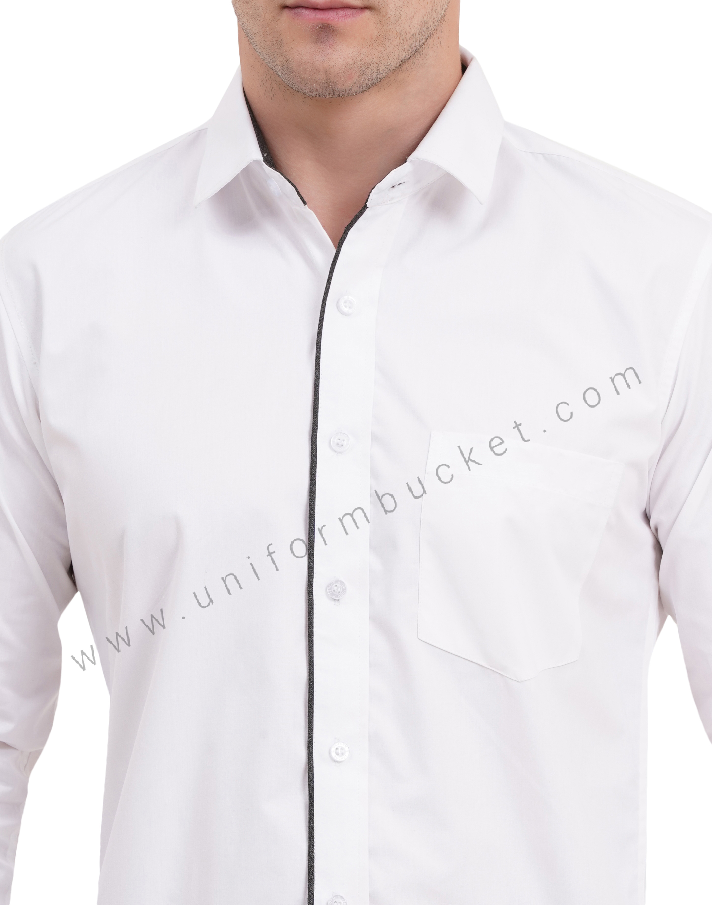 male white shirt with huy grey piping full sleeve