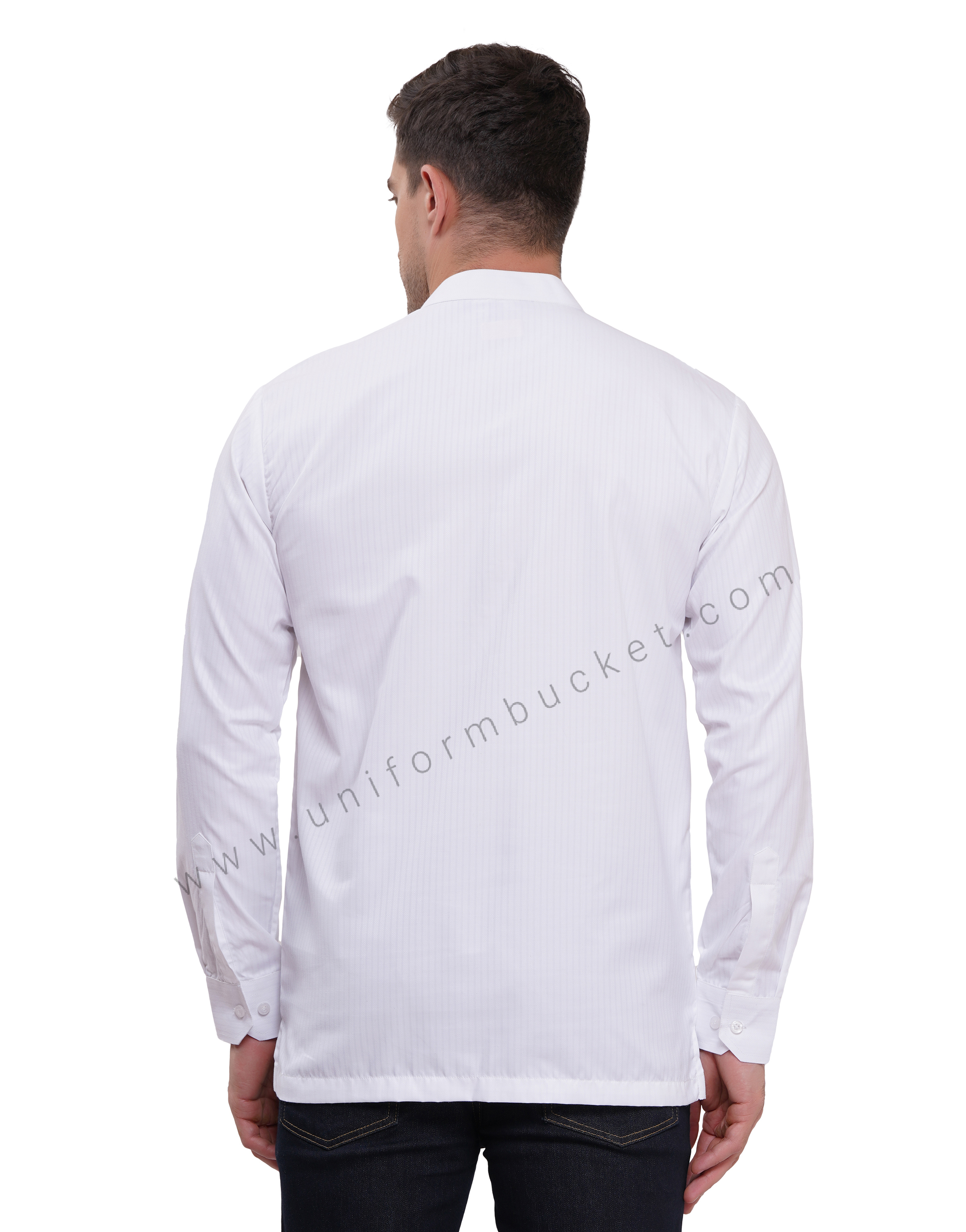 Male White short kurta full sleeve with cuff &  chinese collar