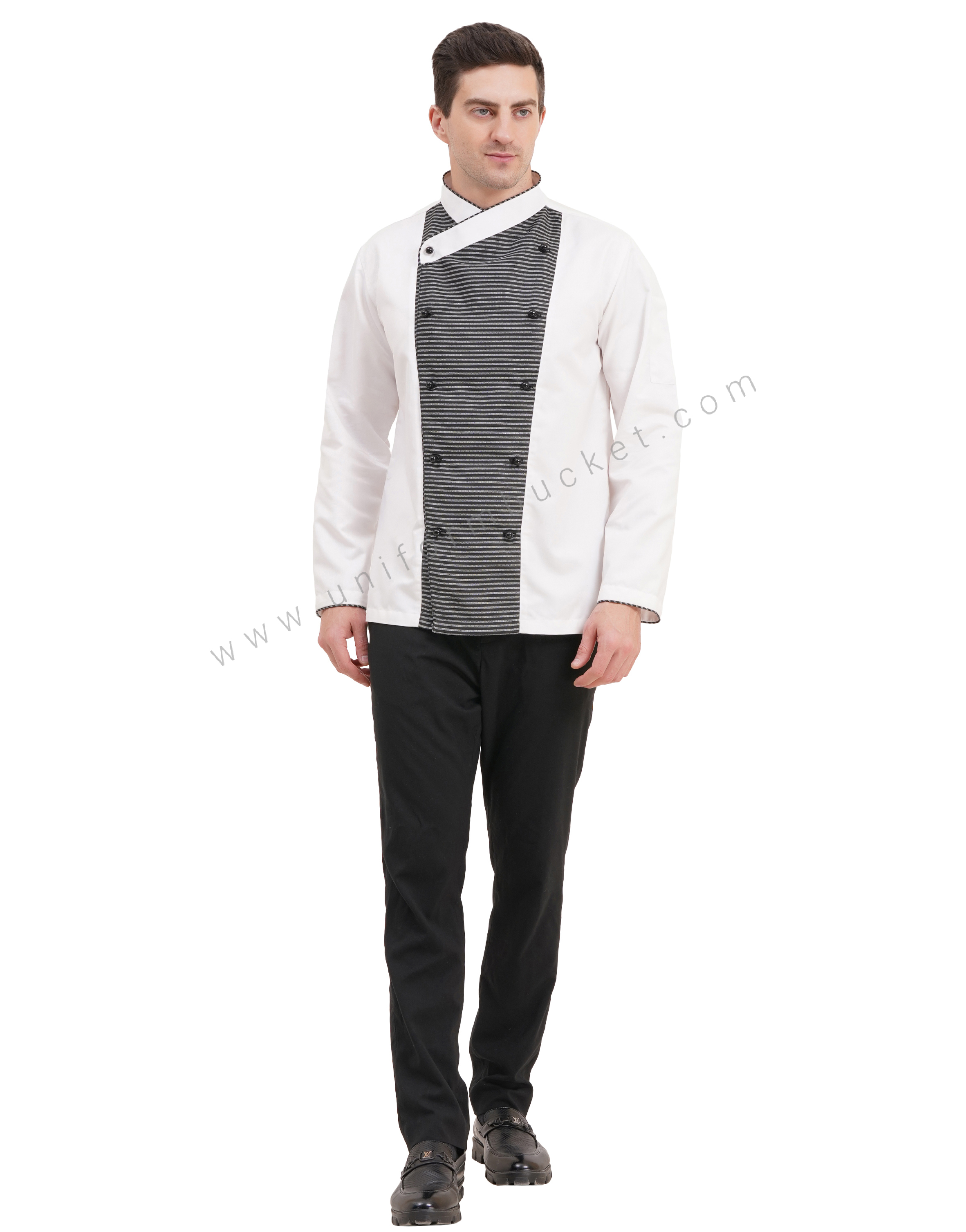 male white & Zebra Pattern  chef coat with  front removable buttons