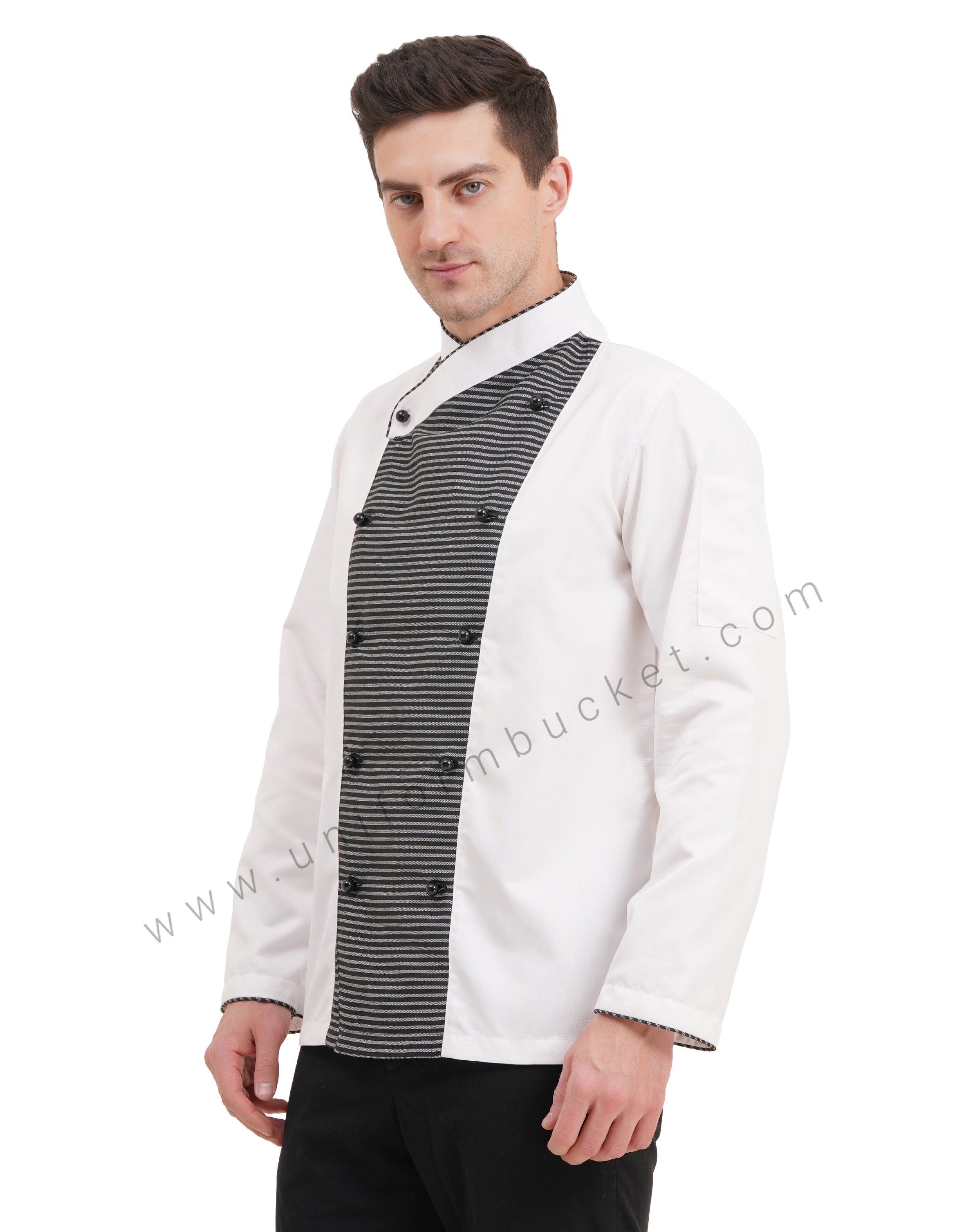 male white & Zebra Pattern  chef coat with  front removable buttons