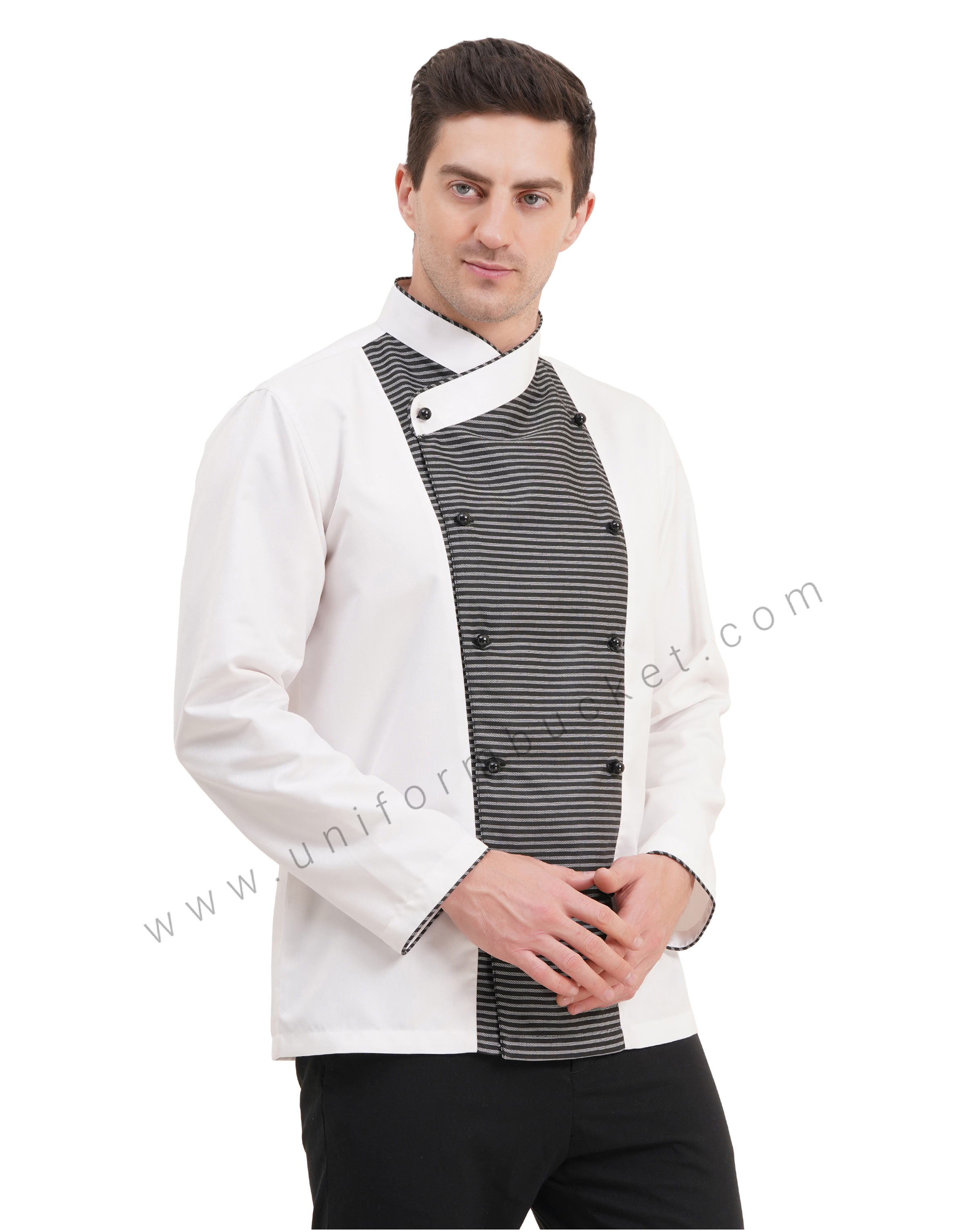 male white & Zebra Pattern  chef coat with  front removable buttons