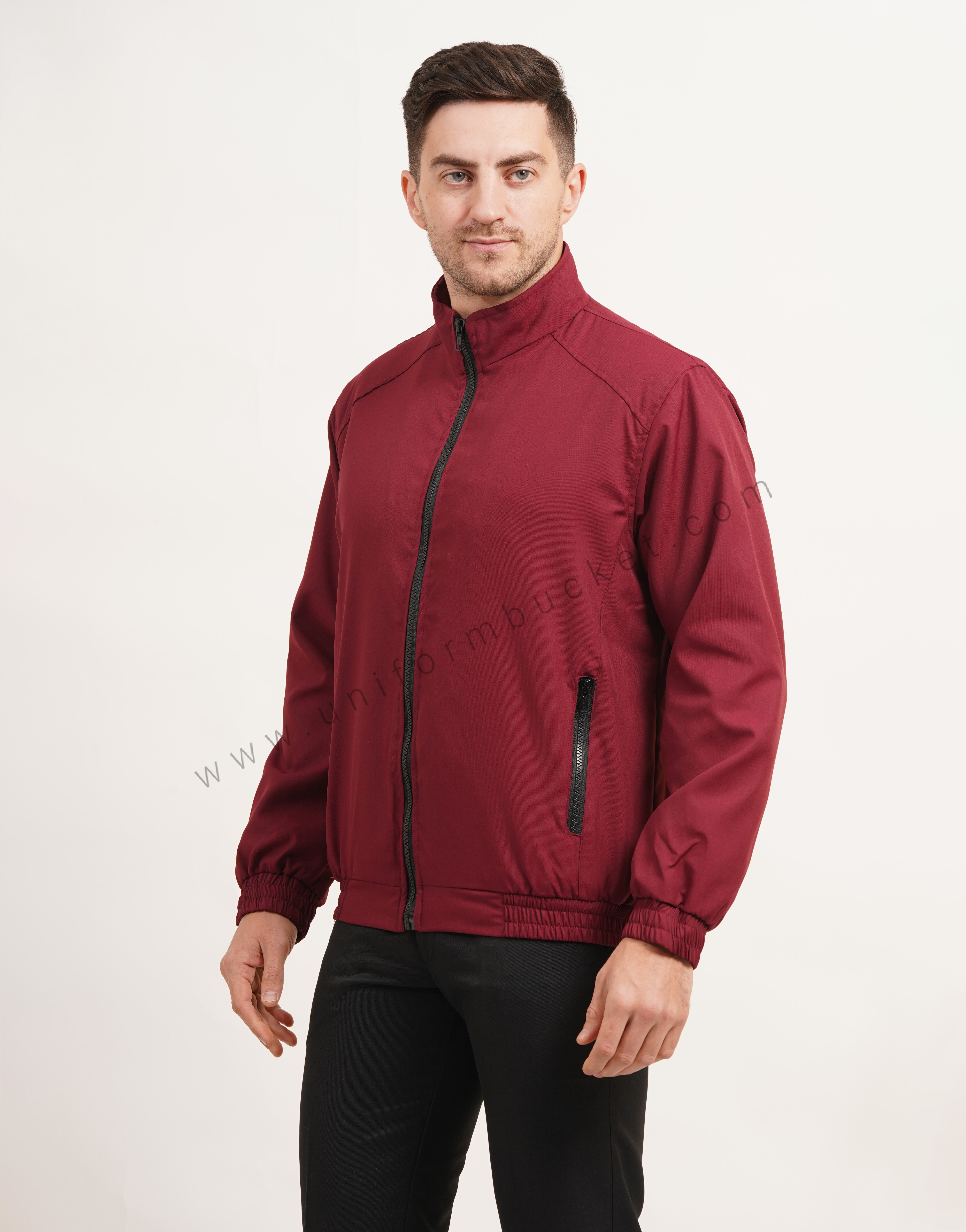 MALE WINTER MAROON  JACKET WITH FRONT & POCKET ZIP